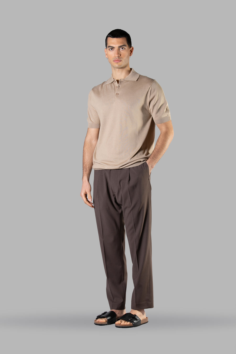 Polo in maglia di cotone regular fit - Beige