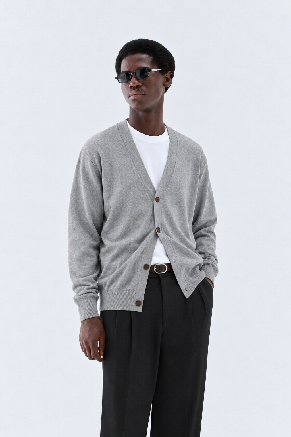 Cardigan in maglia rasata - Grigio
