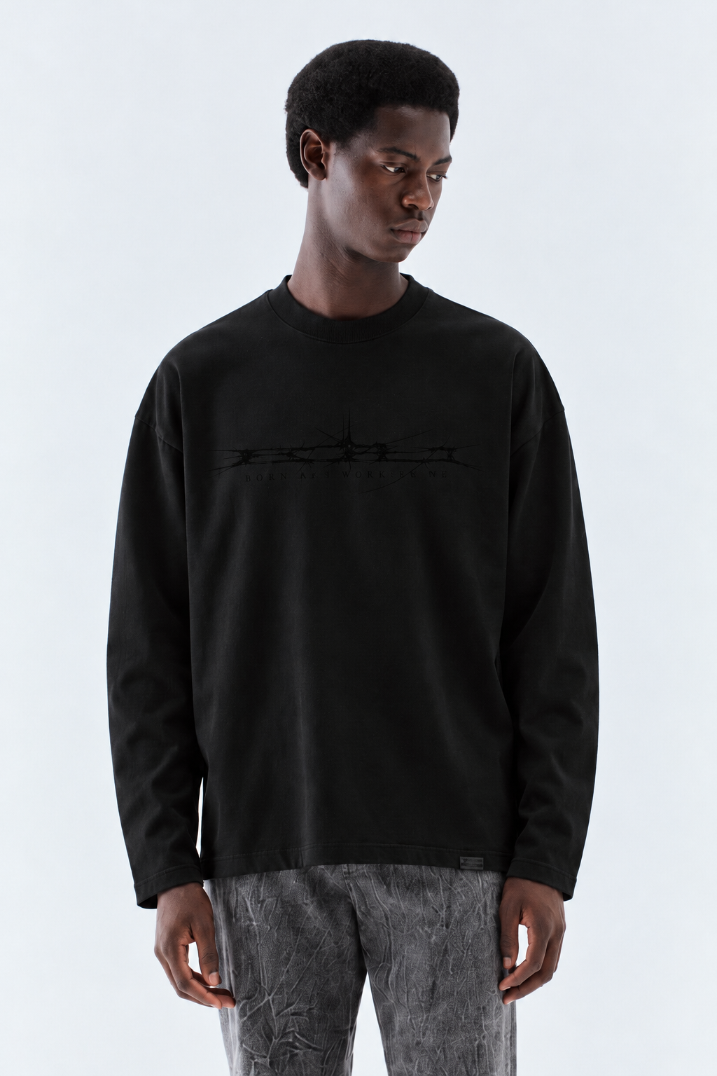 T-shirt in jersey con logo - Nero