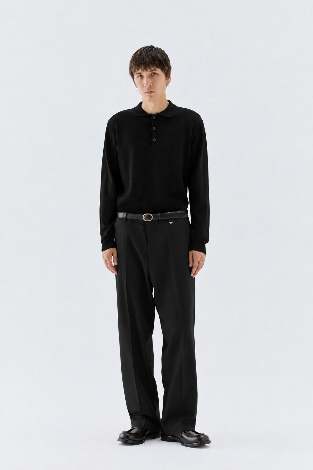 Polo in maglia rasata - Nero