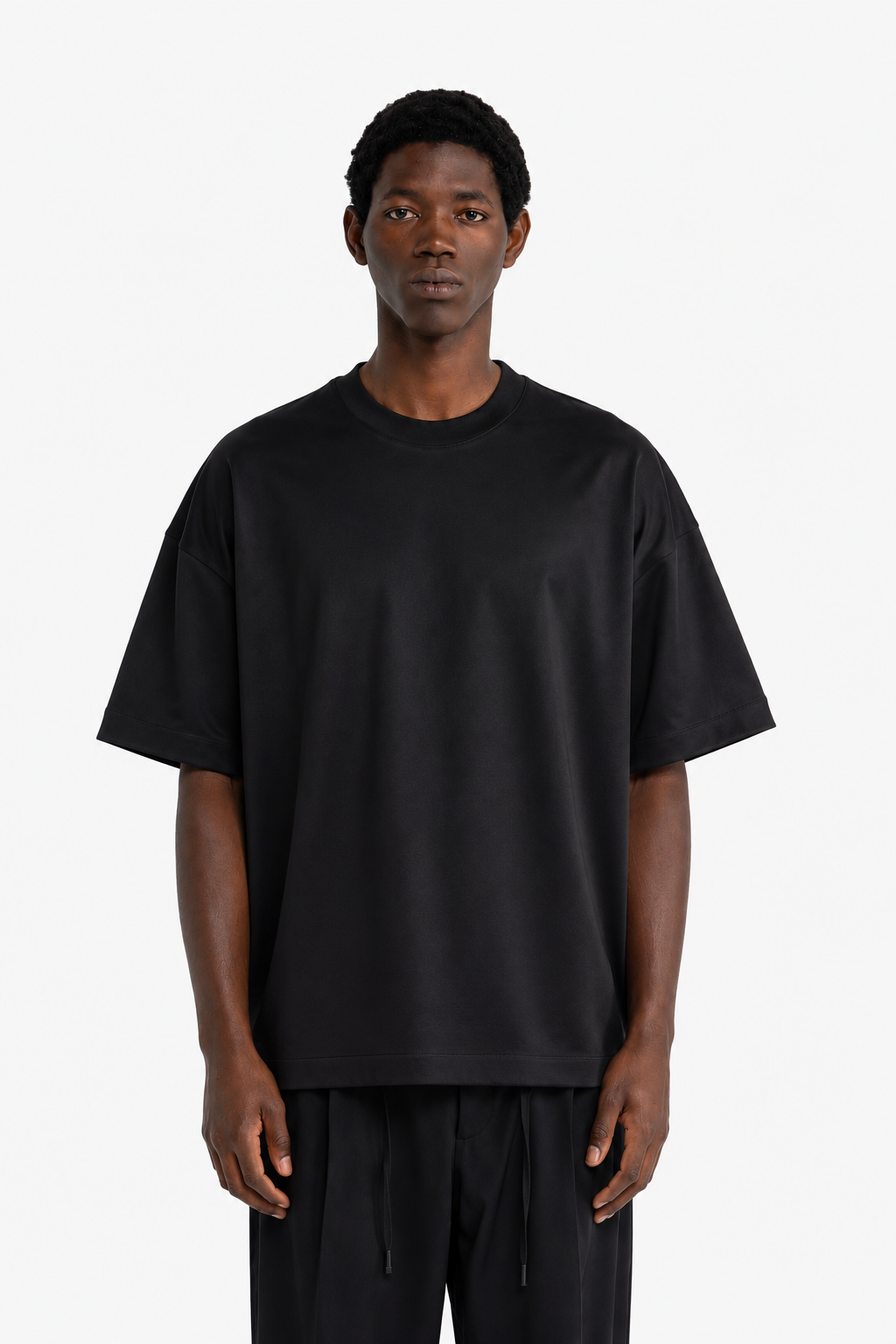T-shirt in cotone mercerizzato oversize - Nero