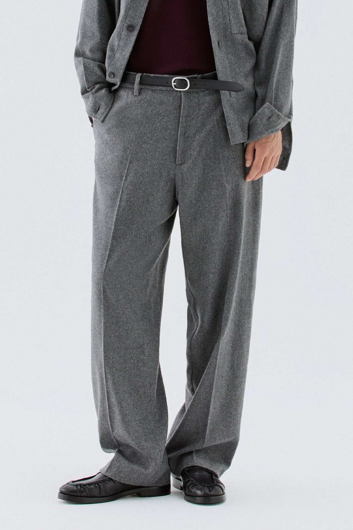 Pantaloni larghi in lana - Grigio