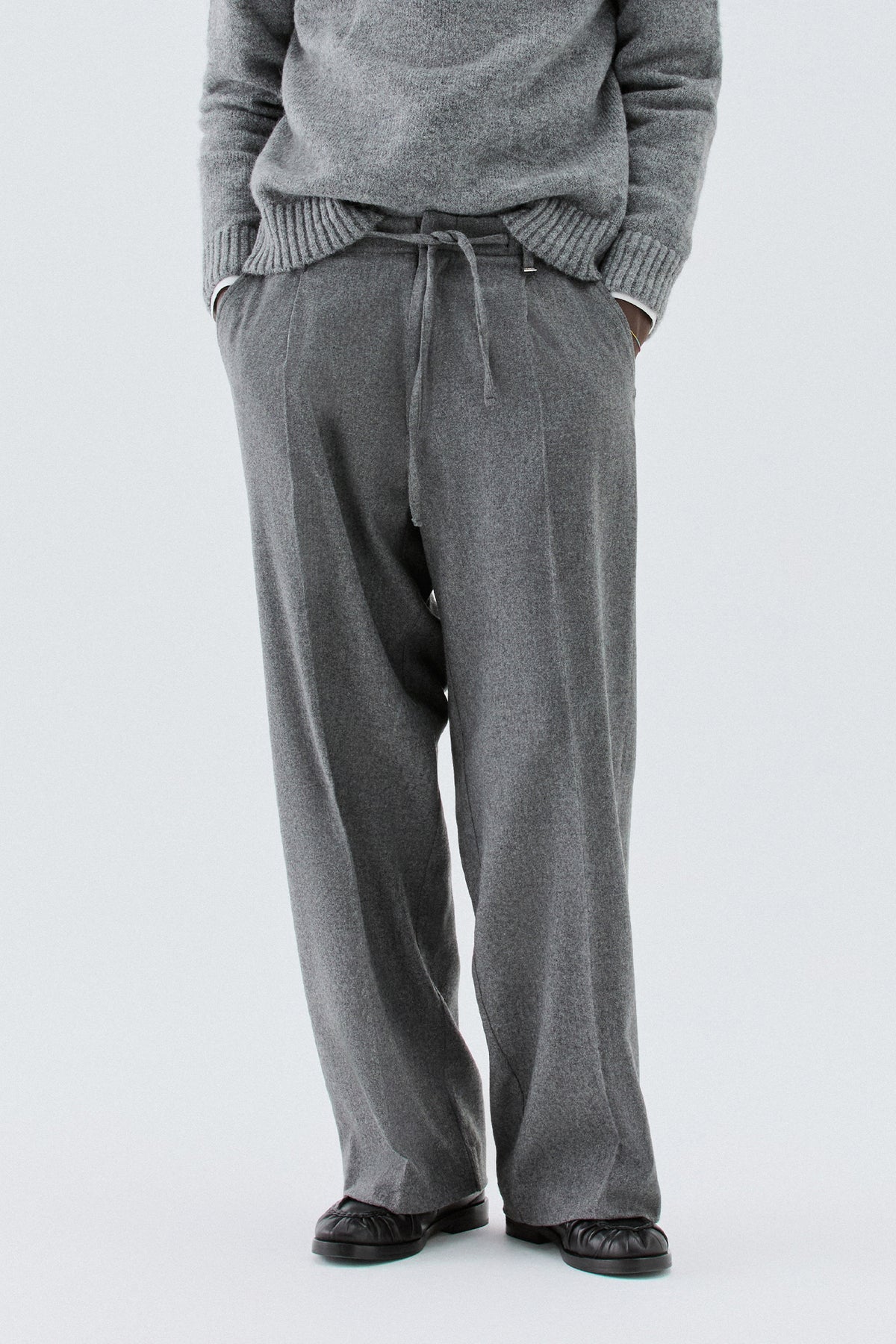 Pantaloni coulisse in lana - Grigio