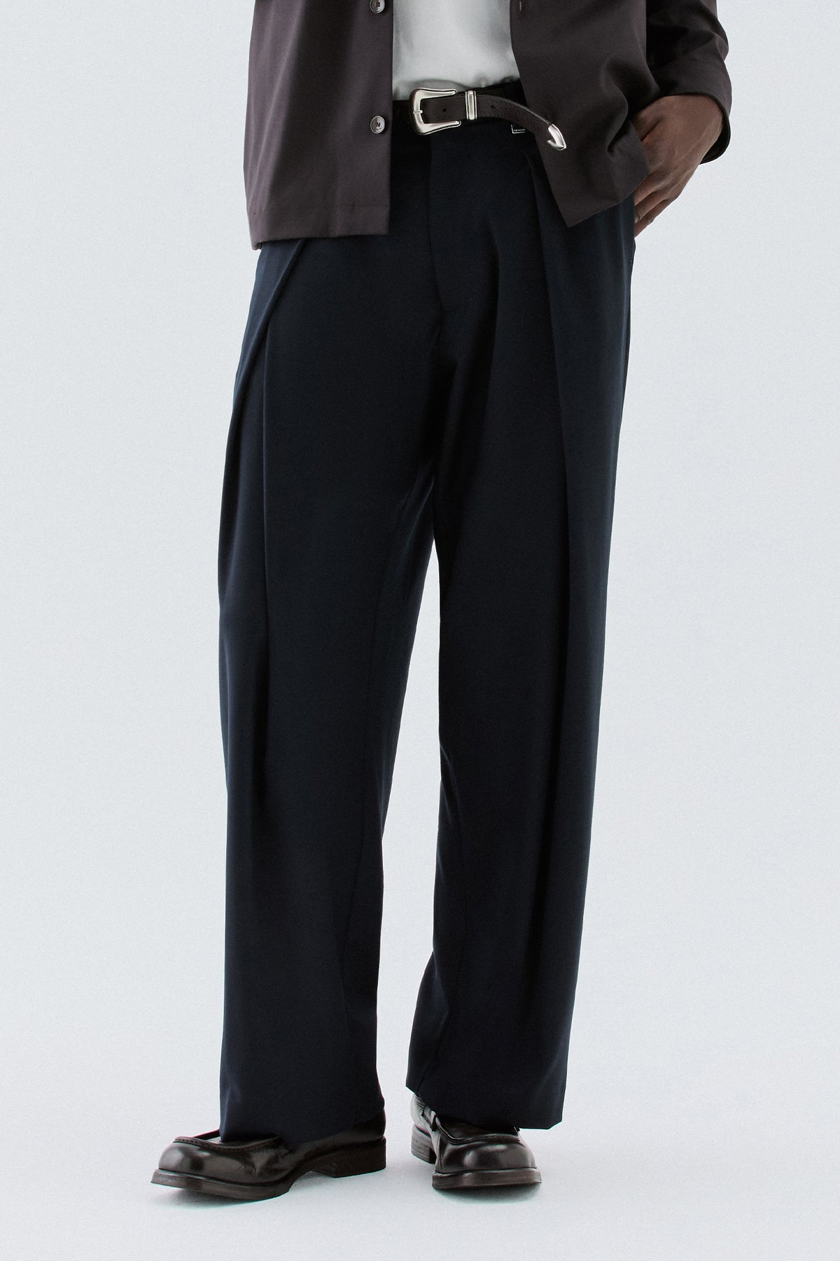 Pantaloni larghi con pinces avanti - Blu