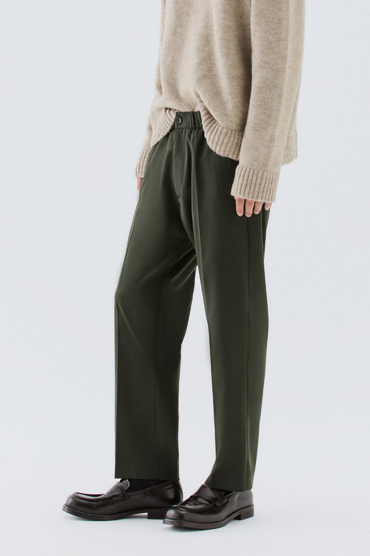 Pantaloni dritti con elastico - Verde