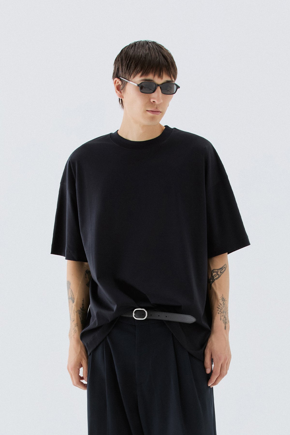 T-shirt cotone mercerizzato oversize - Blu