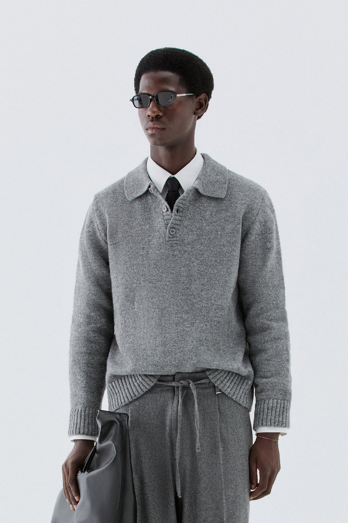 Polo in misto lana - Grigio