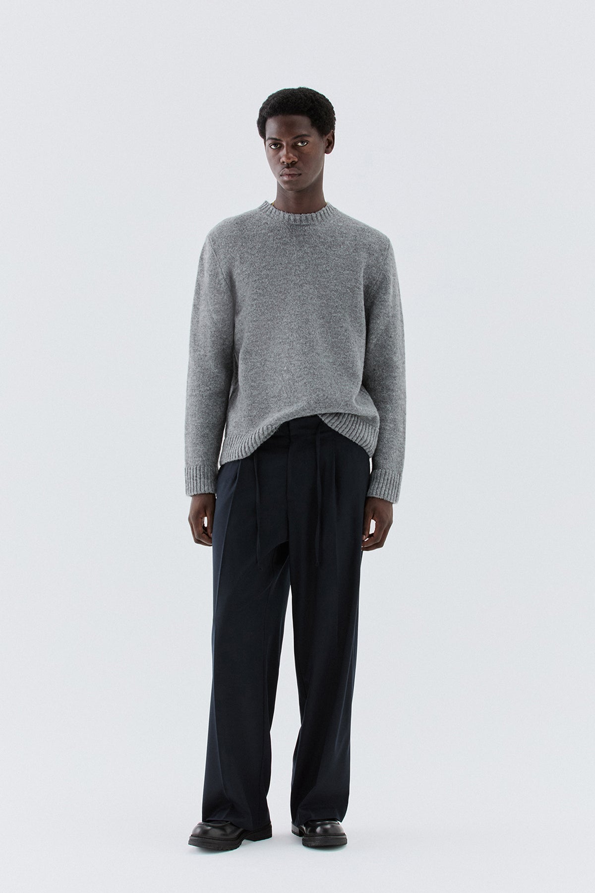 Maglia girocollo misto lana - Grigio