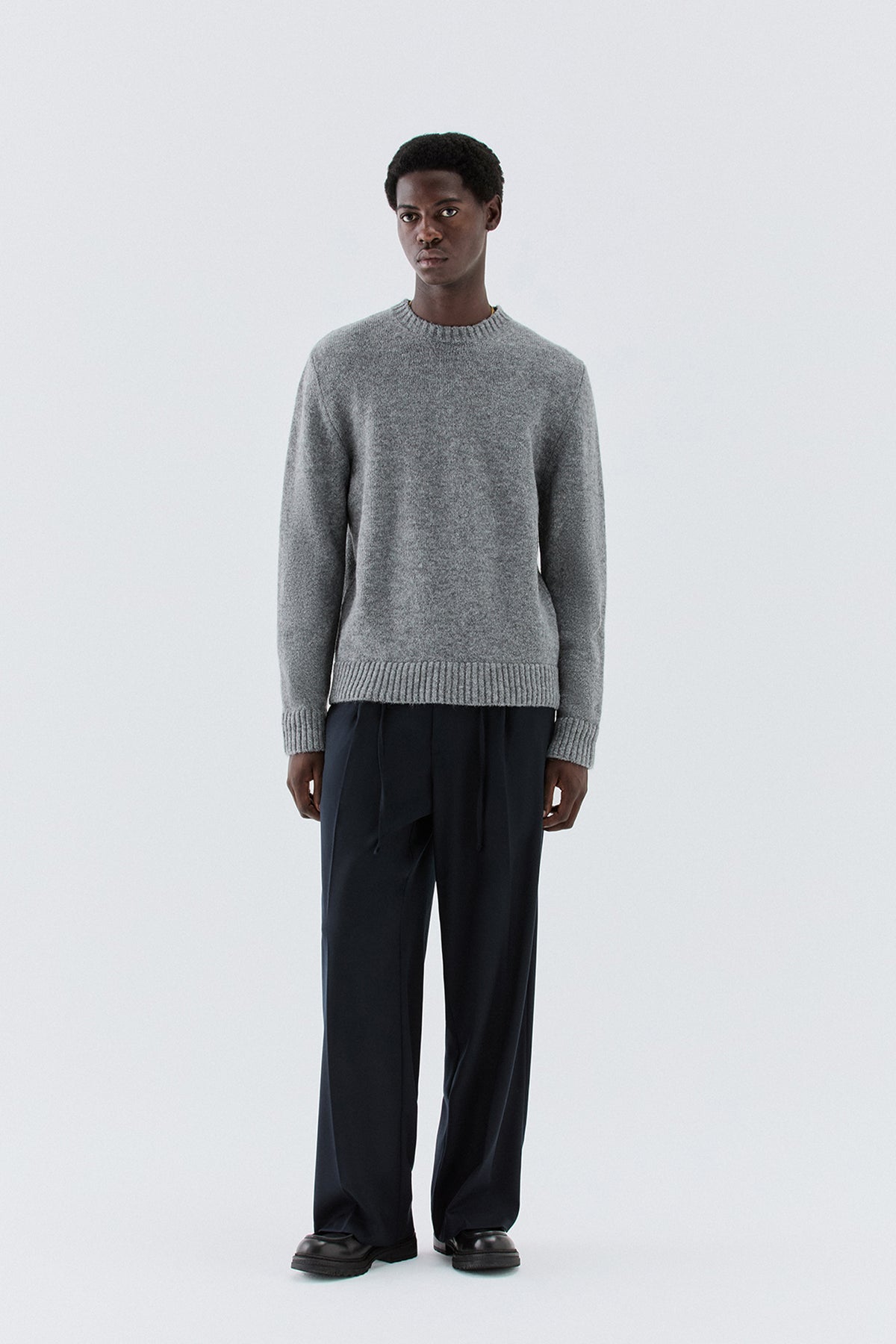 Maglia girocollo misto lana - Grigio
