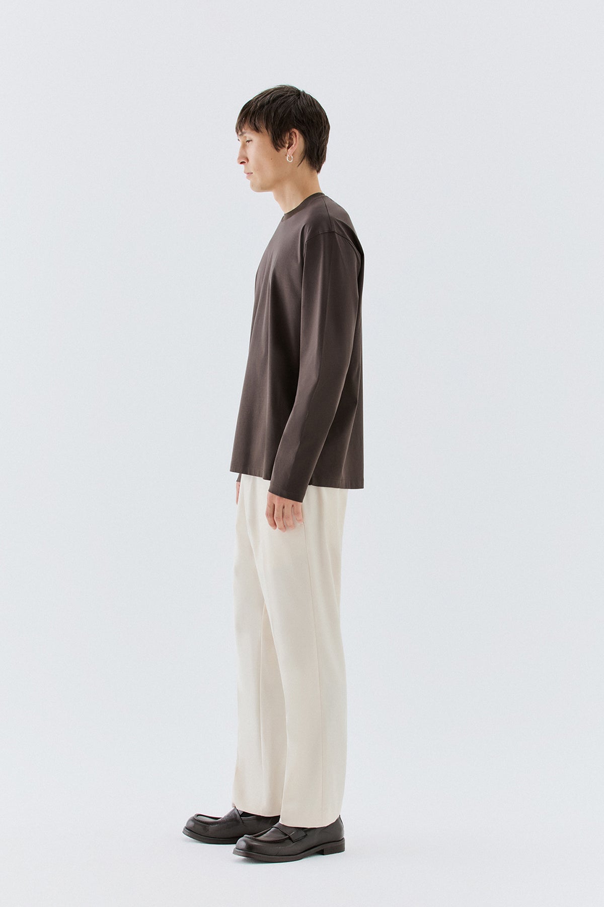 Pantaloni dritti con elastico - Panna