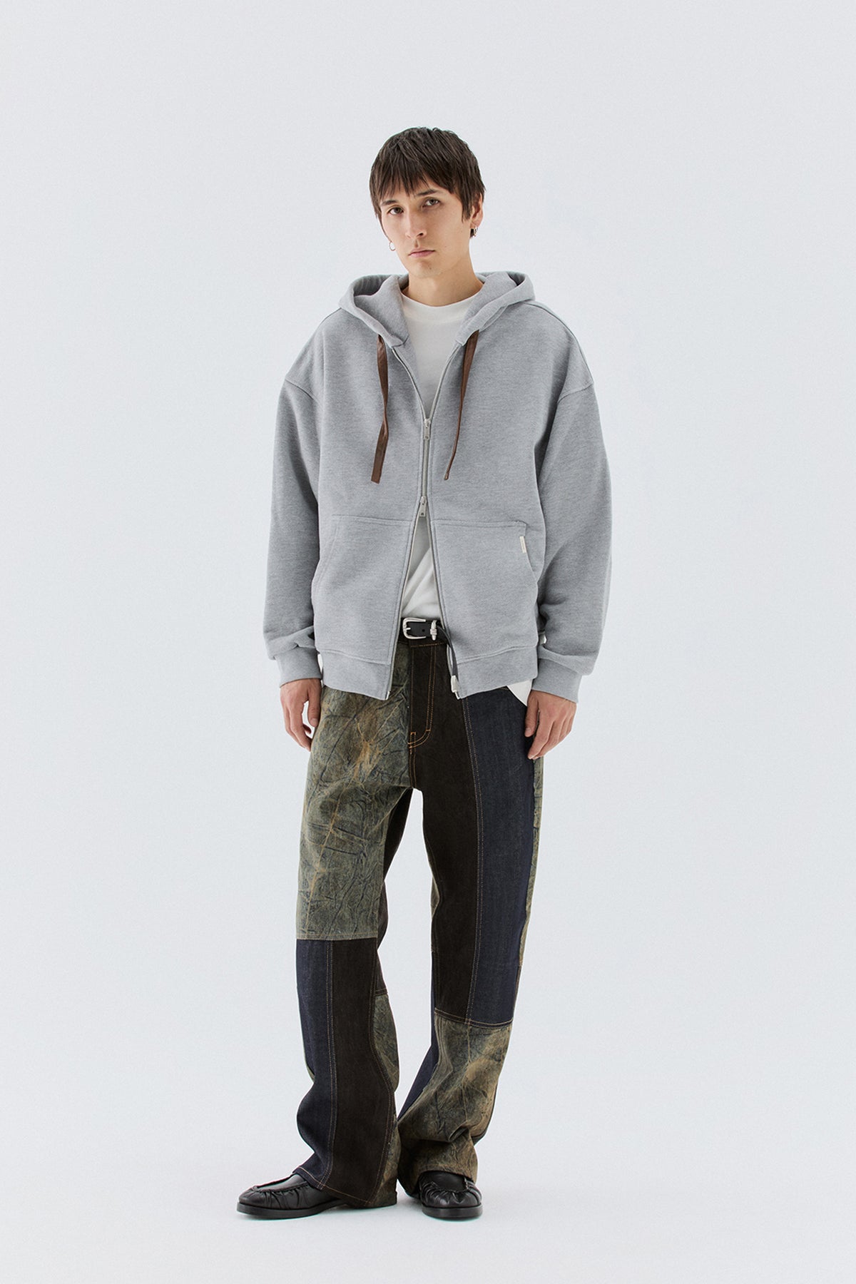Felpa oversize con zip - Grigio