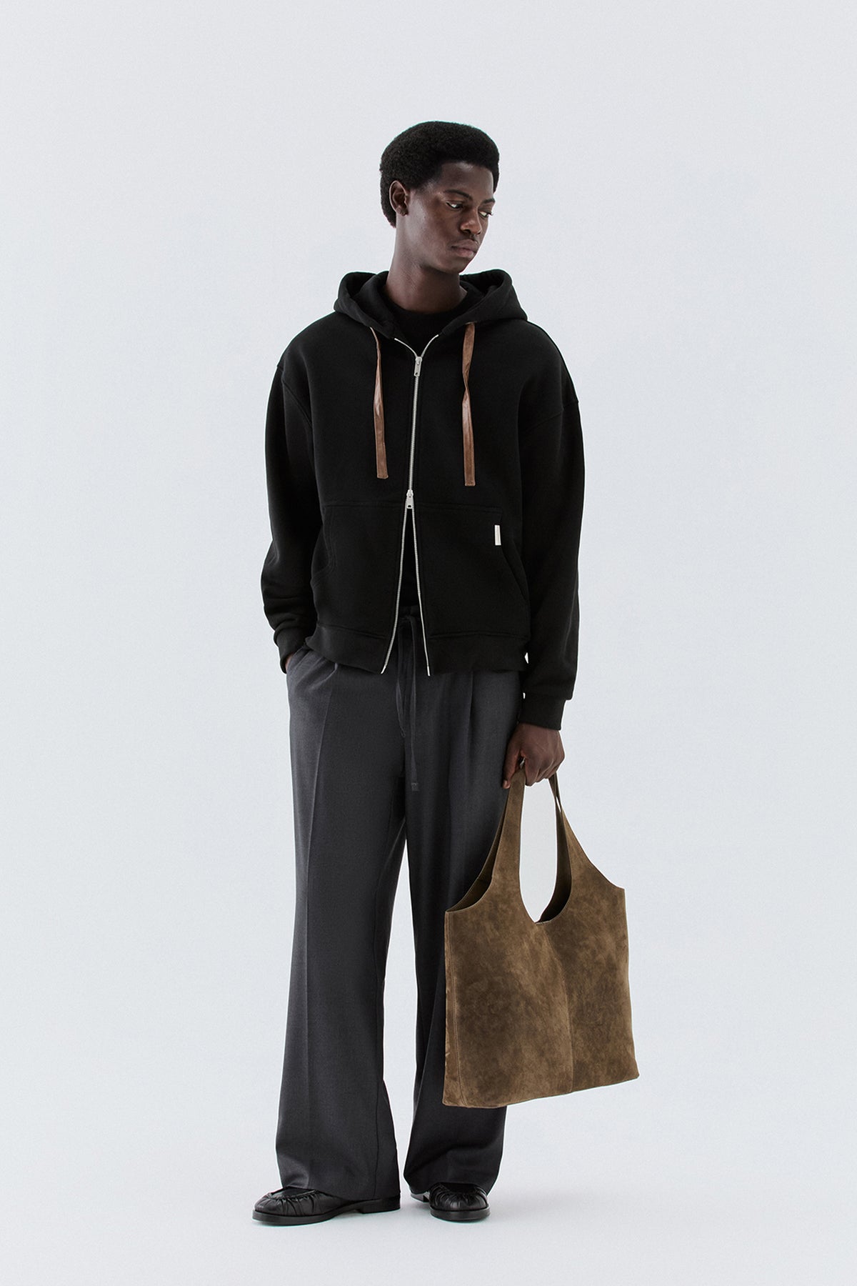 Felpa oversize con zip - Nero