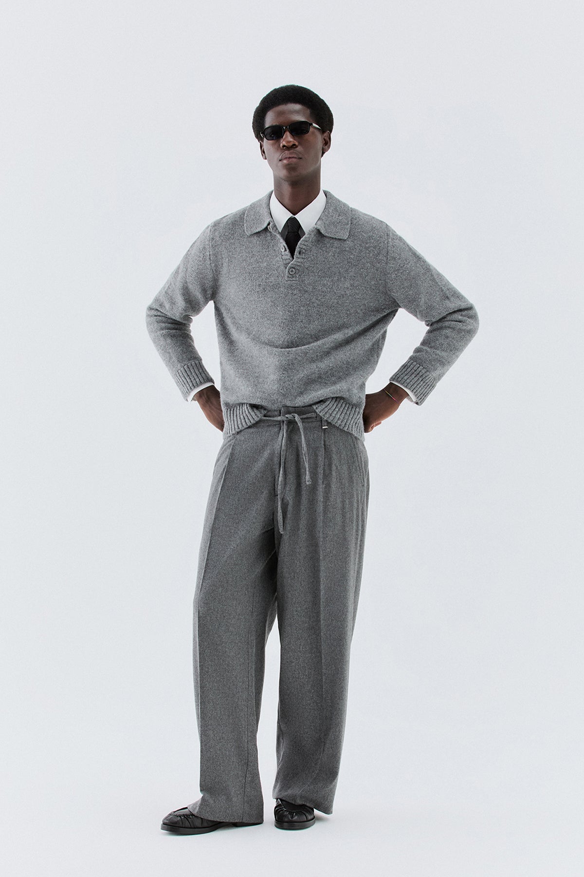 Pantaloni coulisse in lana - Grigio