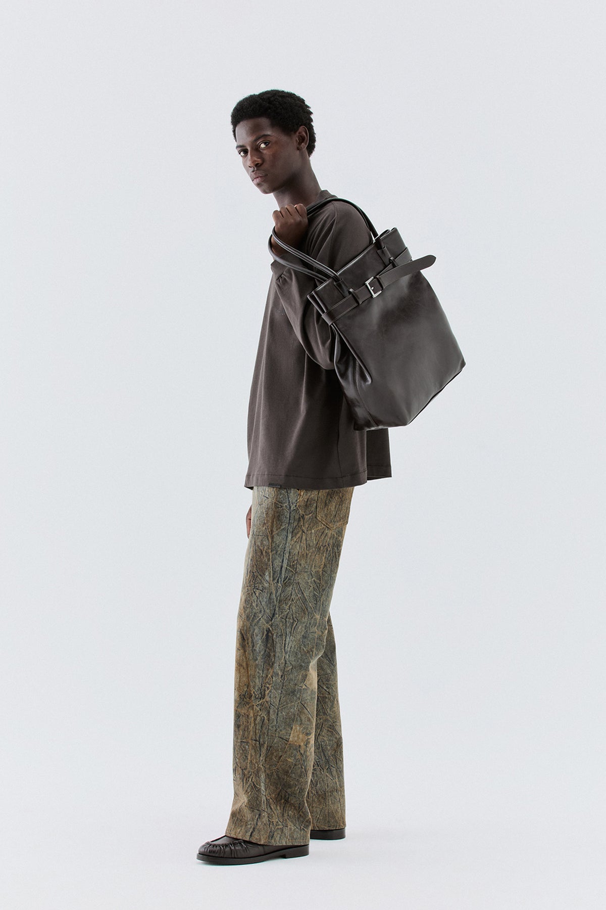 T-shirt in jersey con logo - Moro