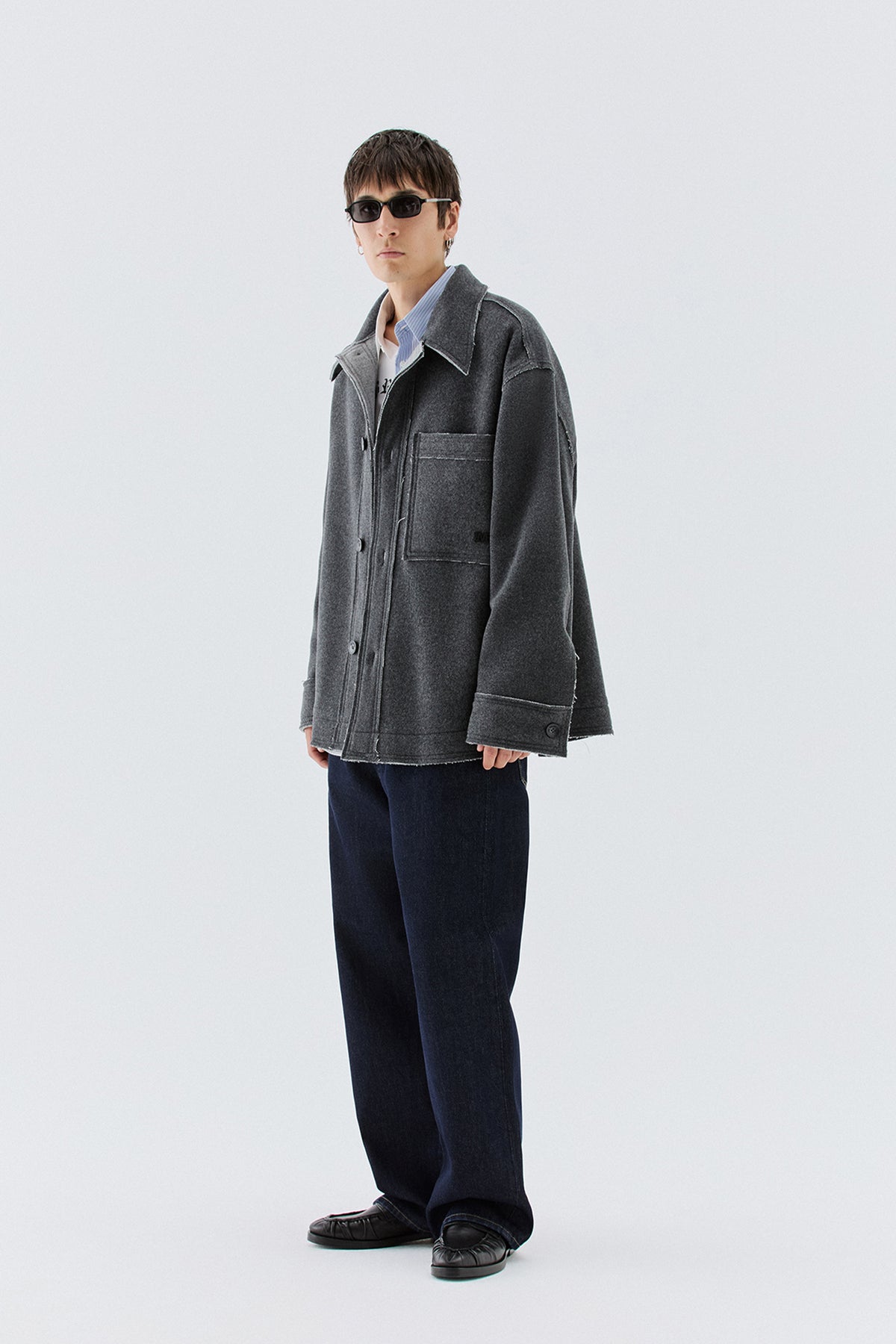 Overshirt in lana con tasca
