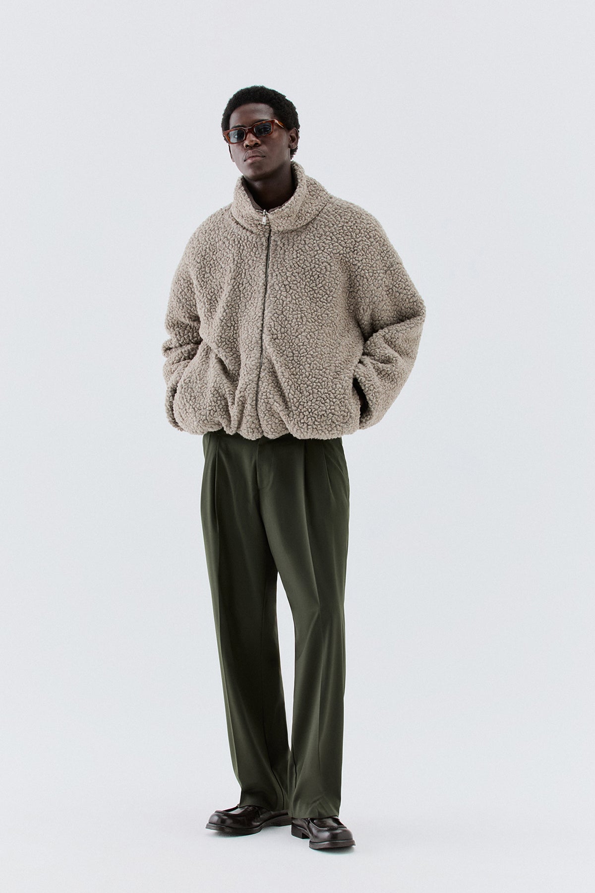 Bomber bouclé in lana