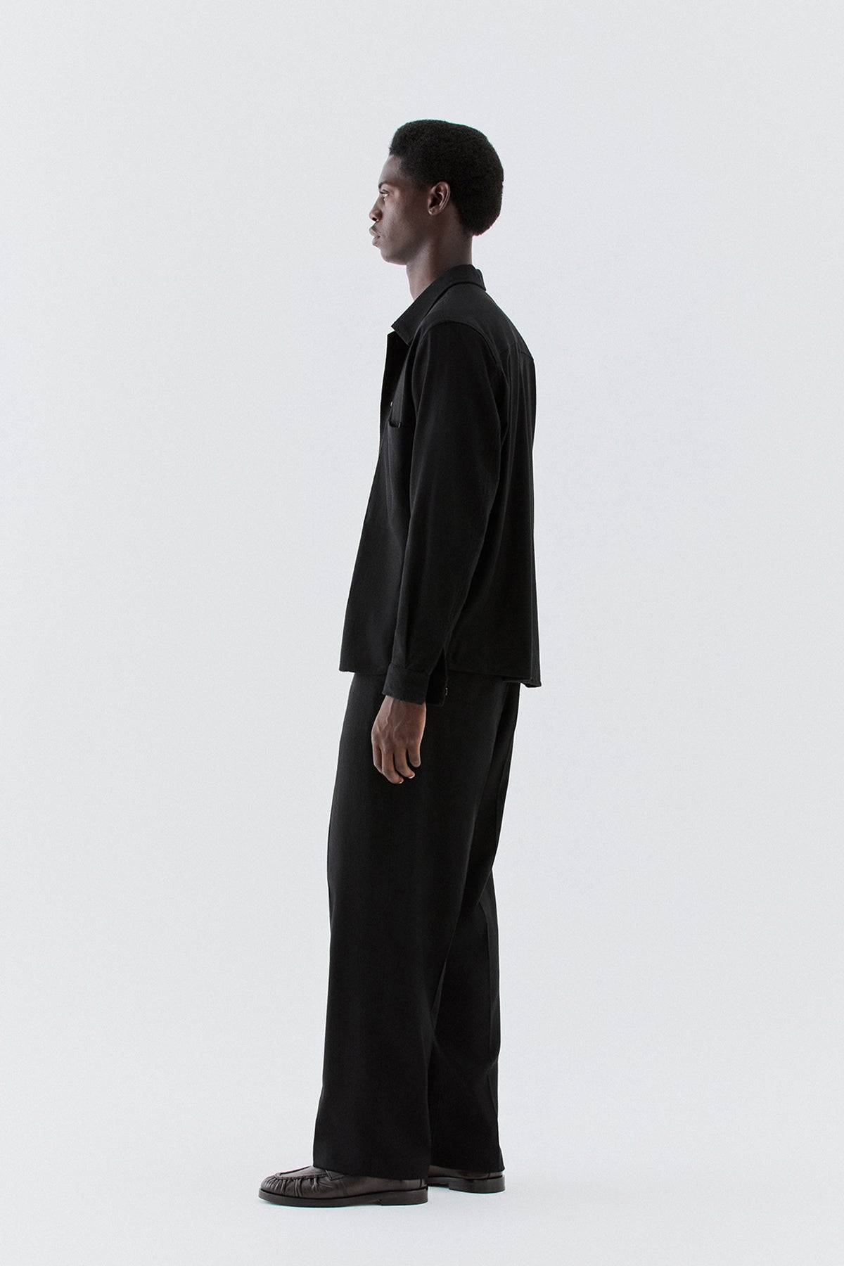 Pantaloni larghi in lana - Nero