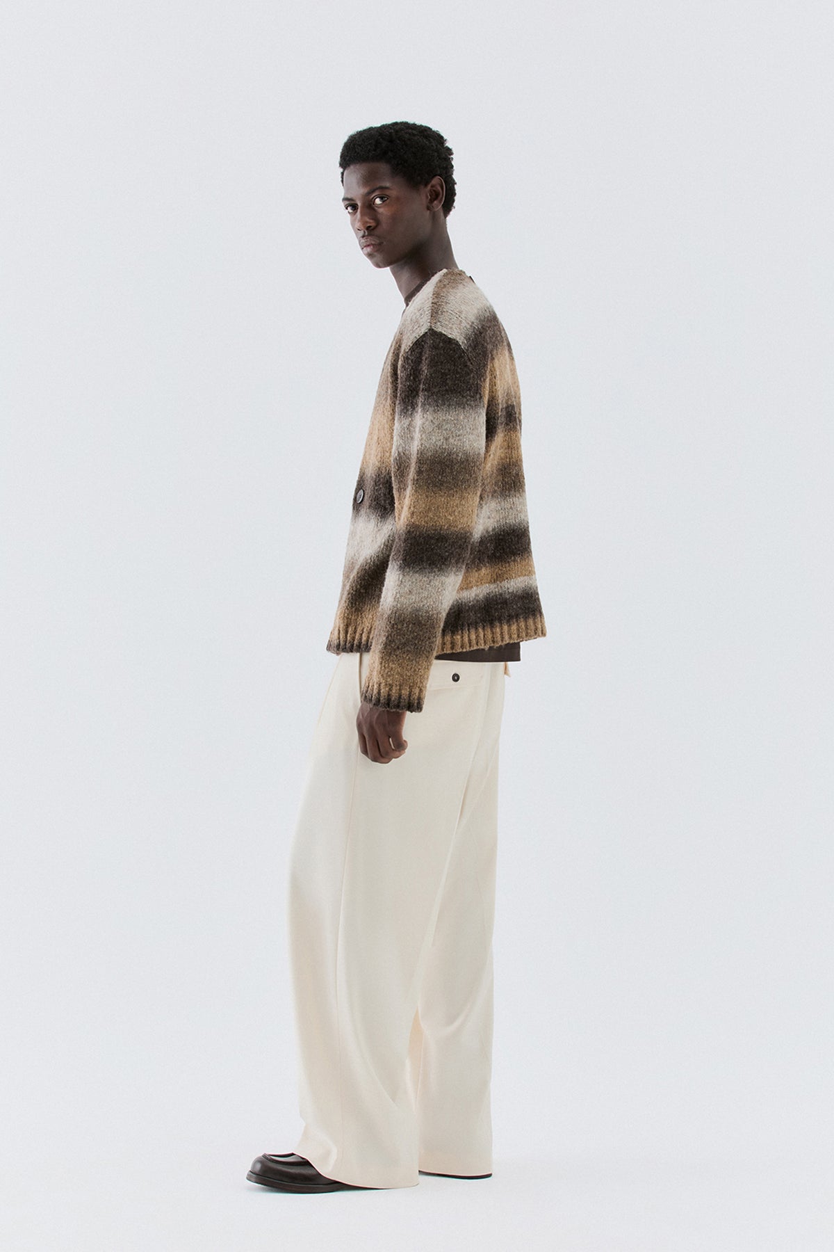Pantaloni larghi con coulisse - Panna