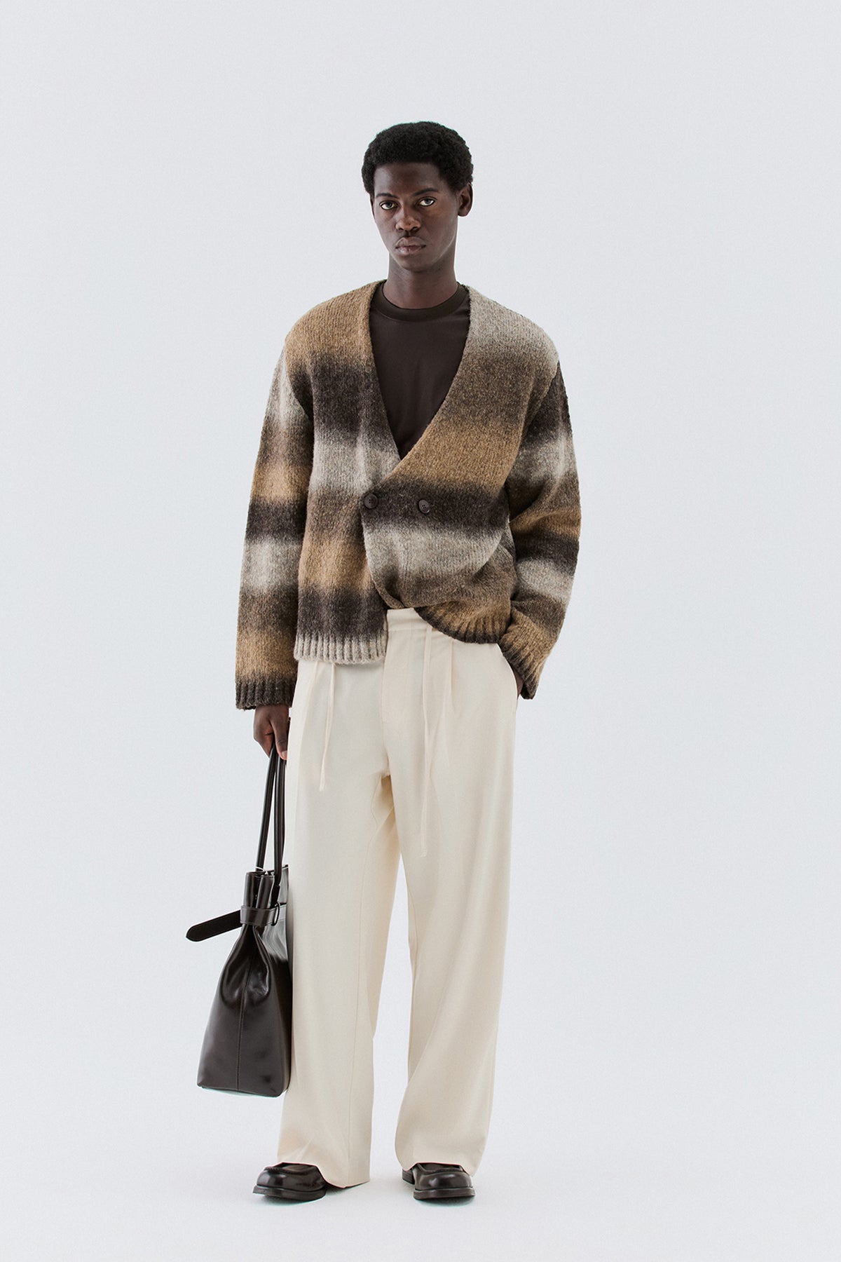 Pantaloni larghi con coulisse - Panna