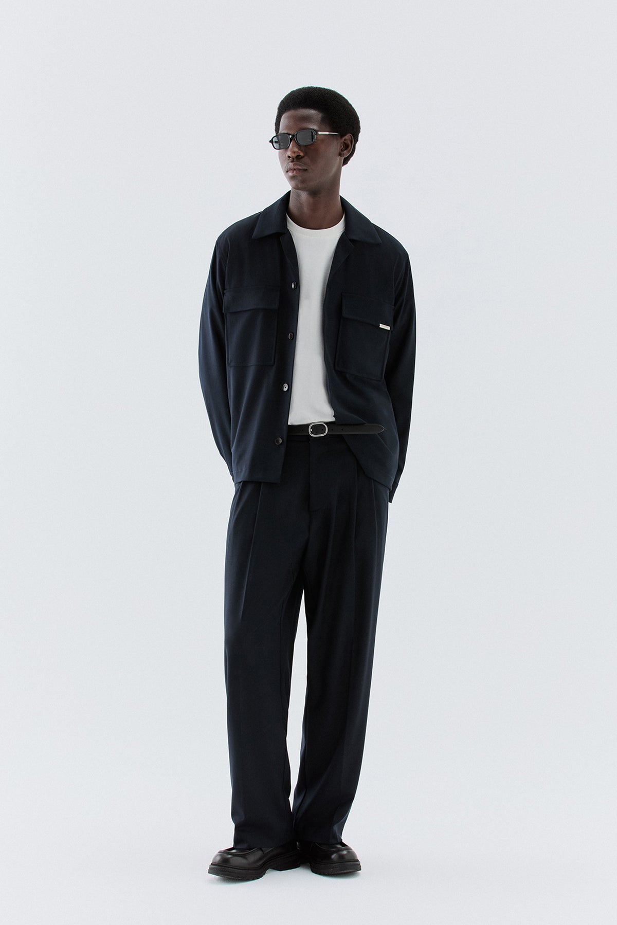 Pantaloni larghi a due pinces - Blu
