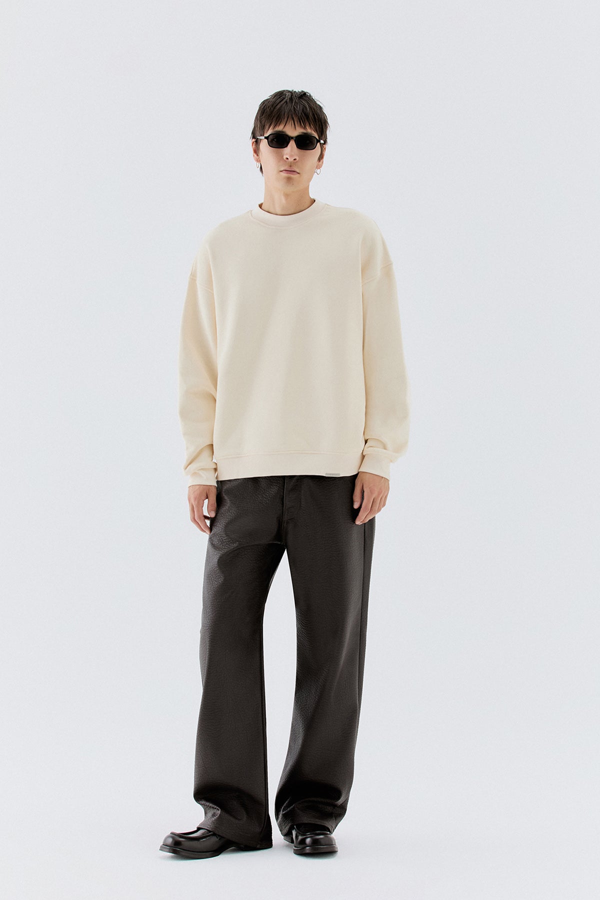Felpa girocollo oversize - Panna