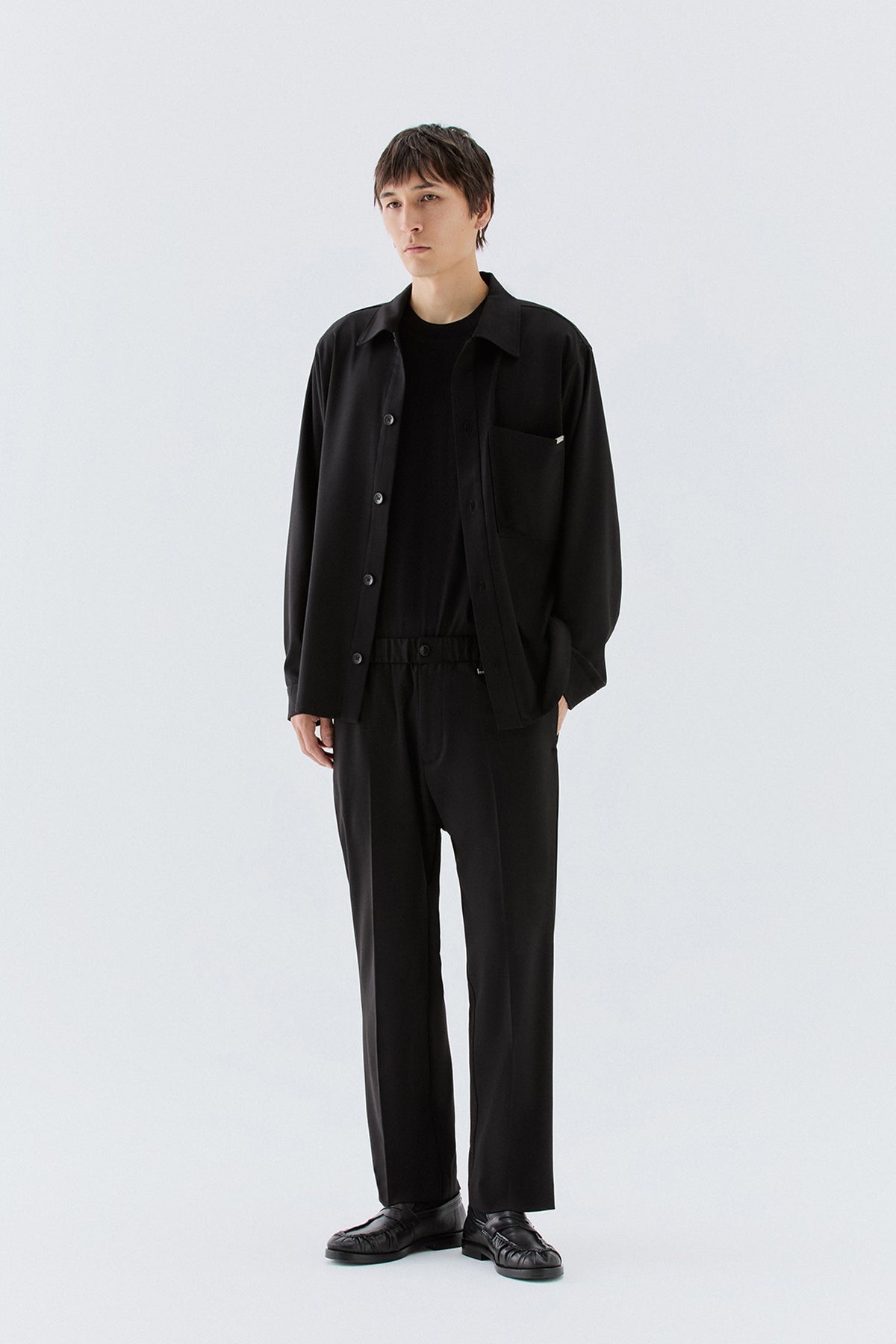 Pantaloni dritti con elastico - Nero