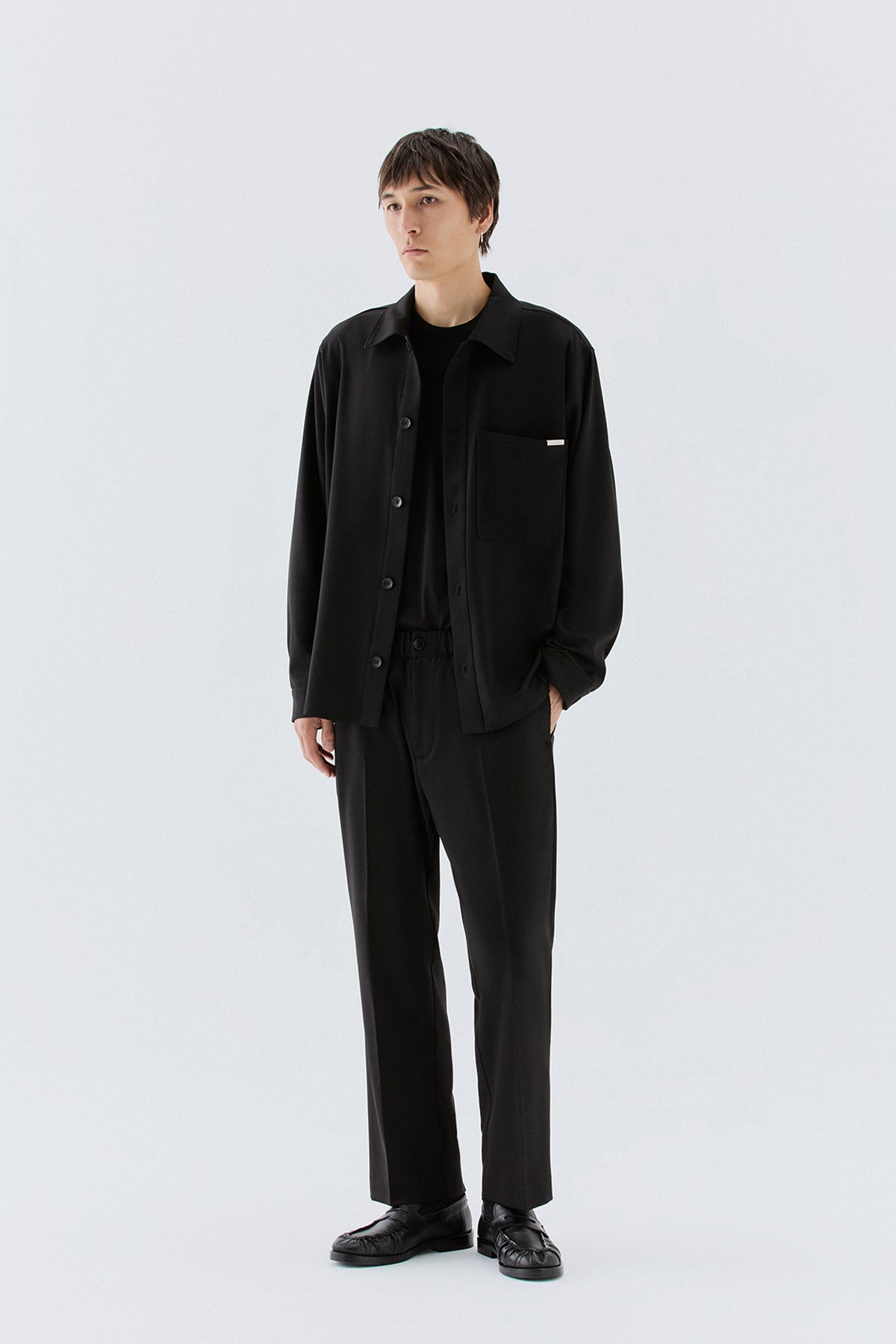 Overshirt con tasca - Nero
