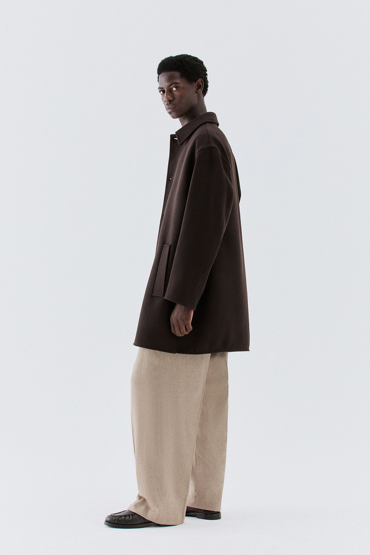 Pantaloni larghi con coulisse - Beige