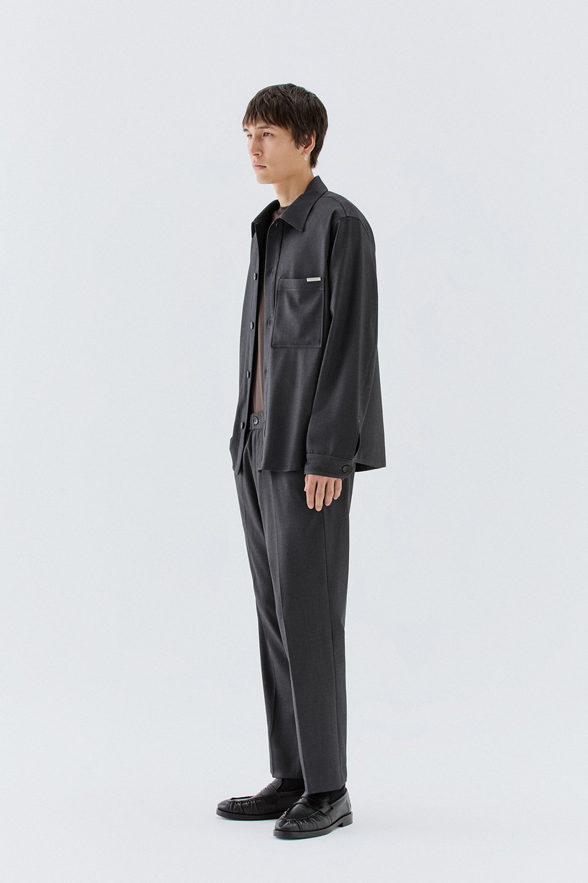 Pantaloni dritti con elastico - Grigio