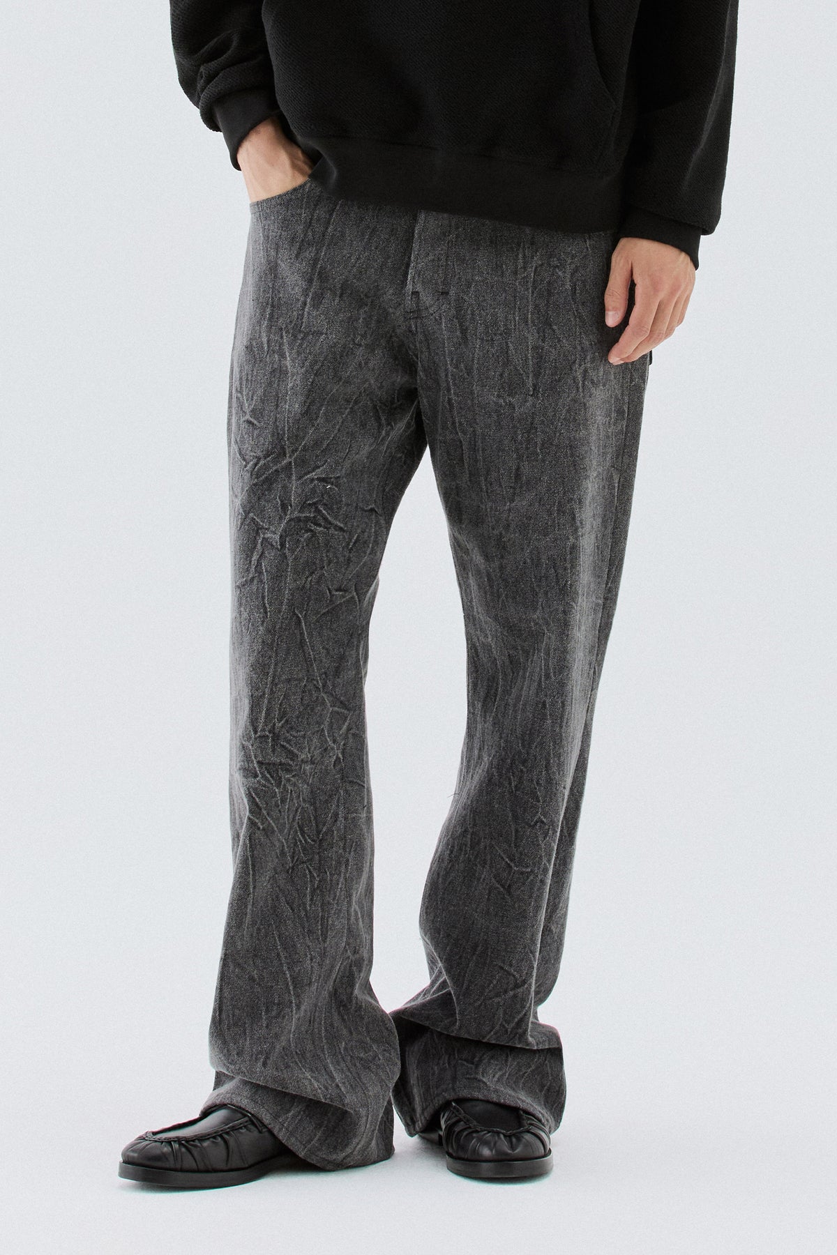 Jeans flare tasche a contrasto