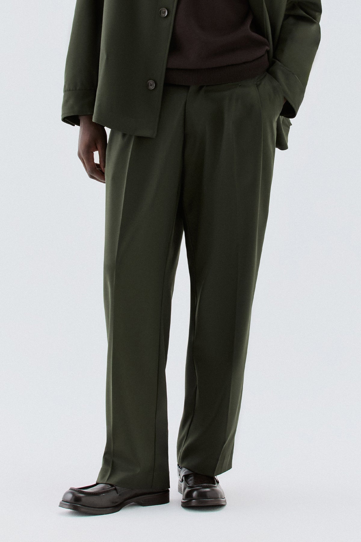 Pantaloni larghi a due pinces - Verde