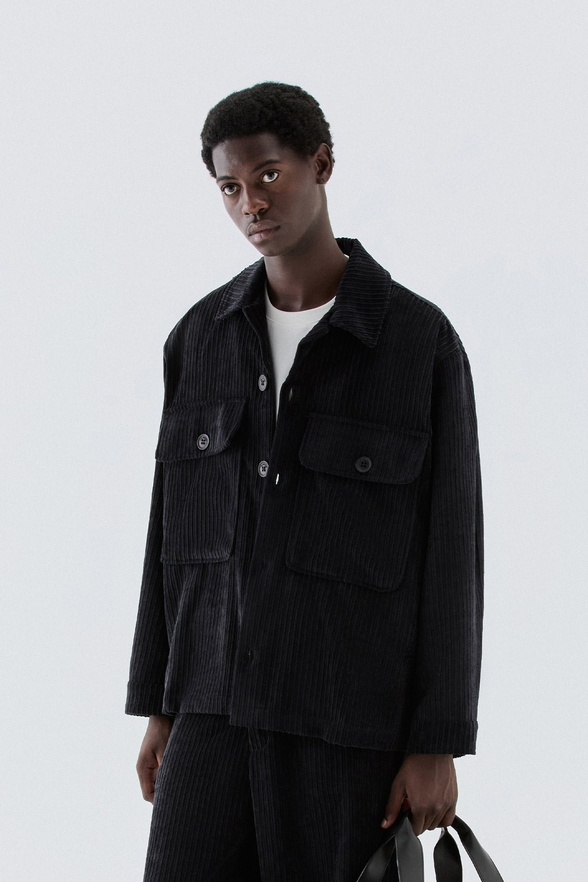 Camicia effetto velluto a coste - Nero