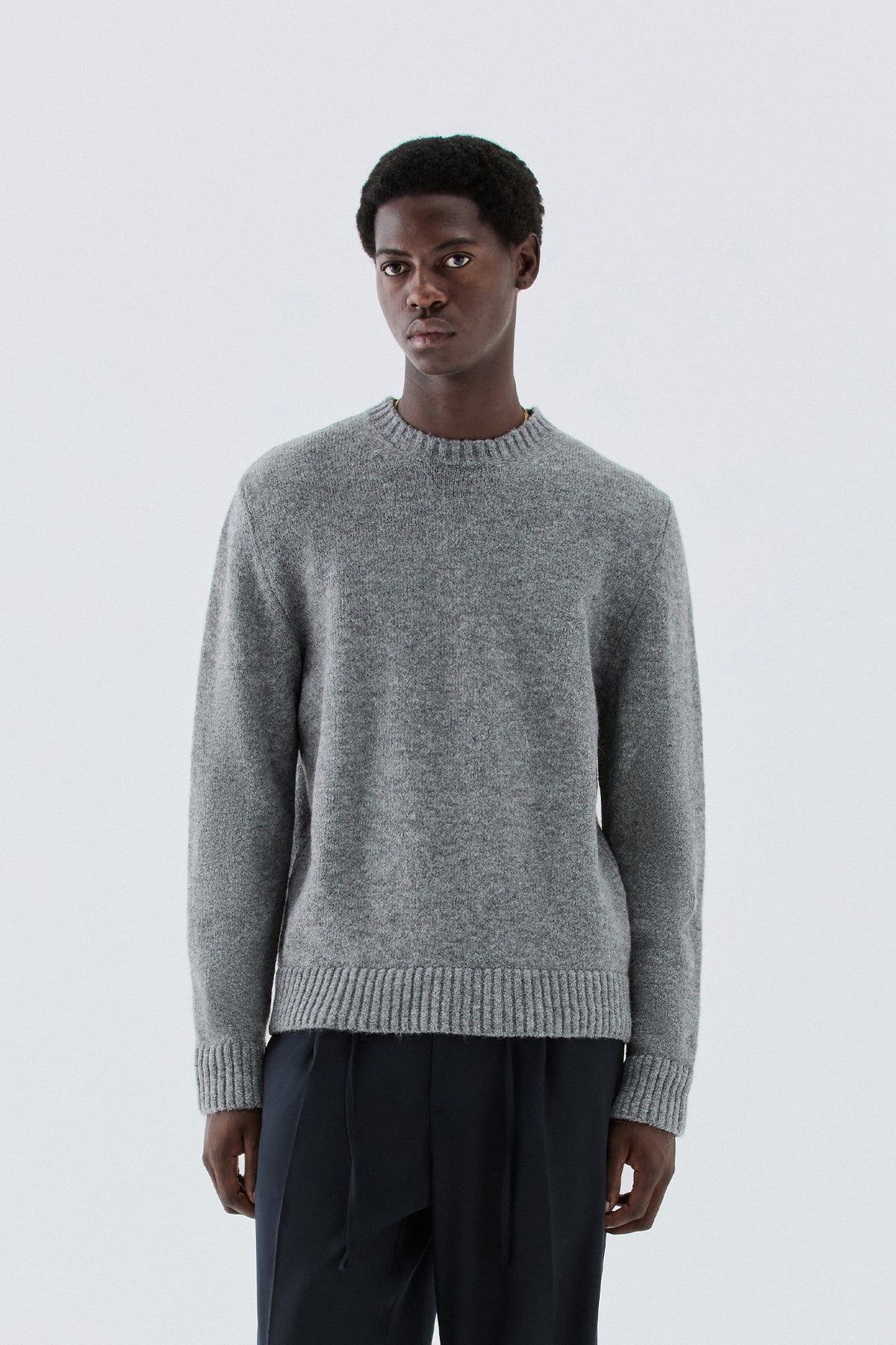 Maglia girocollo misto lana - Grigio