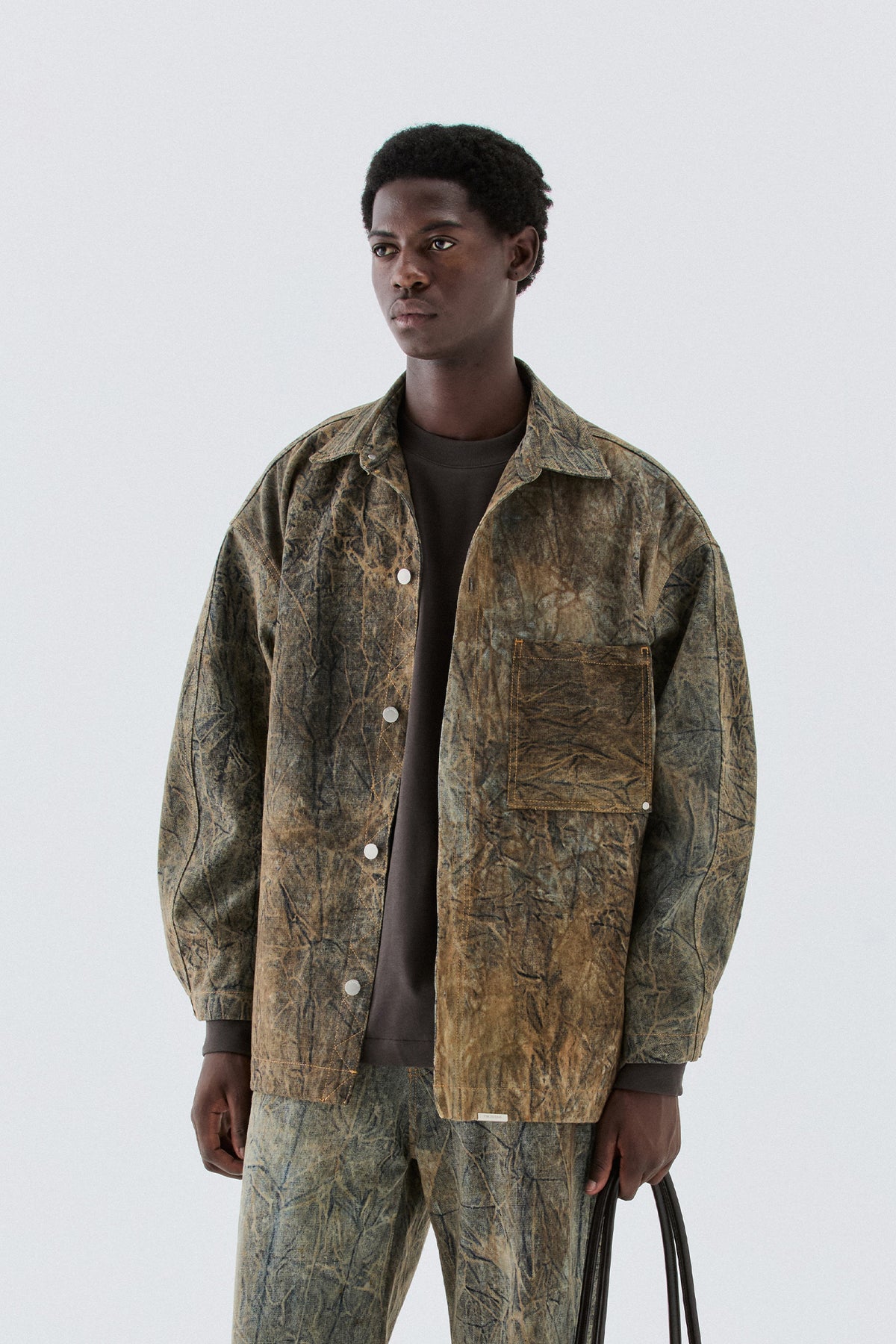 Overshirt in denim effetto slavato