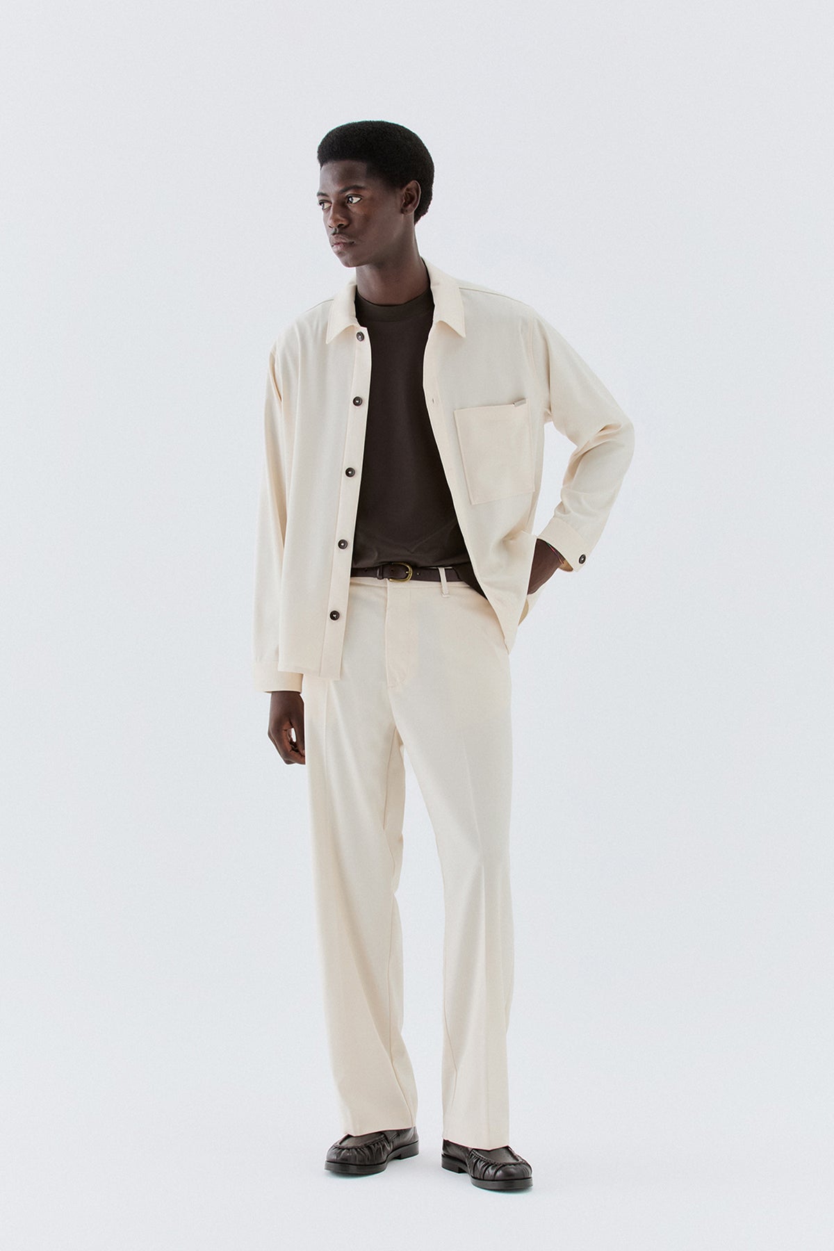 Overshirt con tasca - Panna