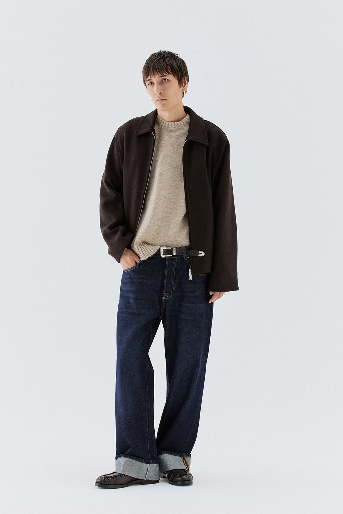 Jeans baggy con risvolto