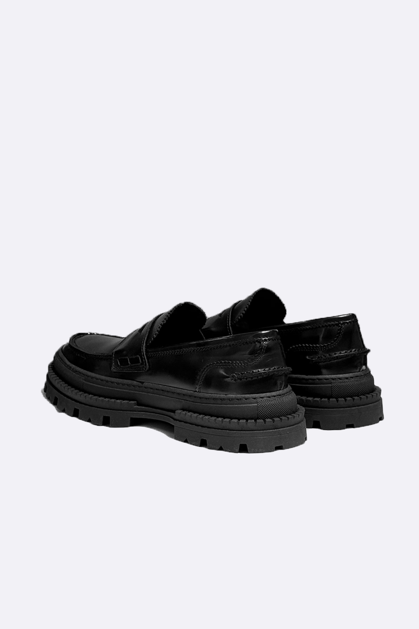 Leather Loafers with Strap - Black