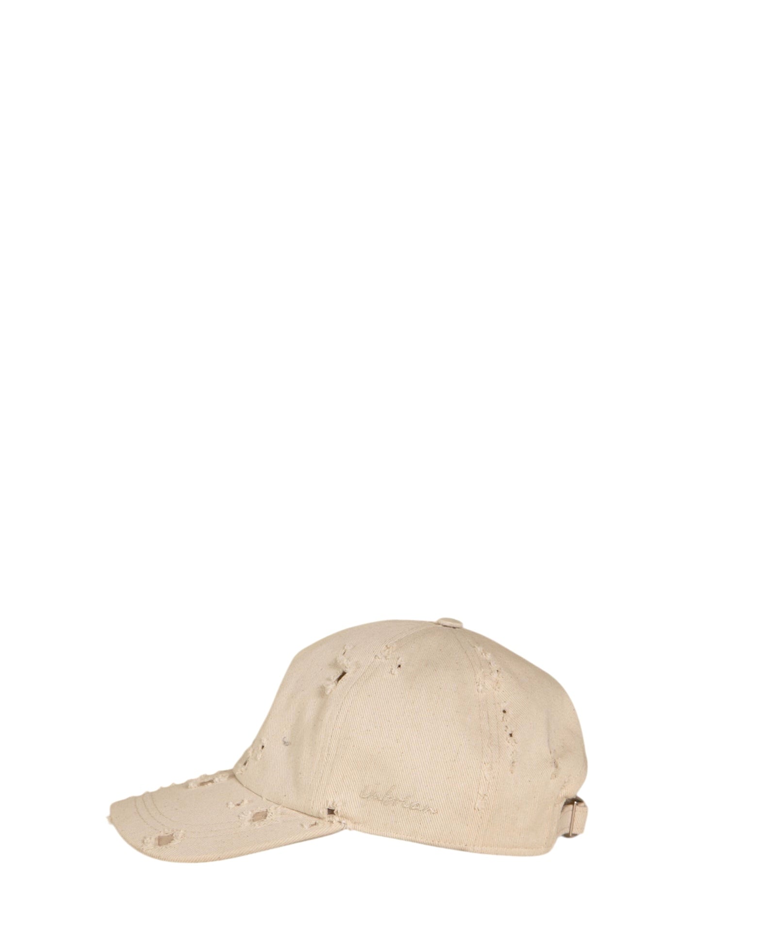 Cream denim cotton baseball cap