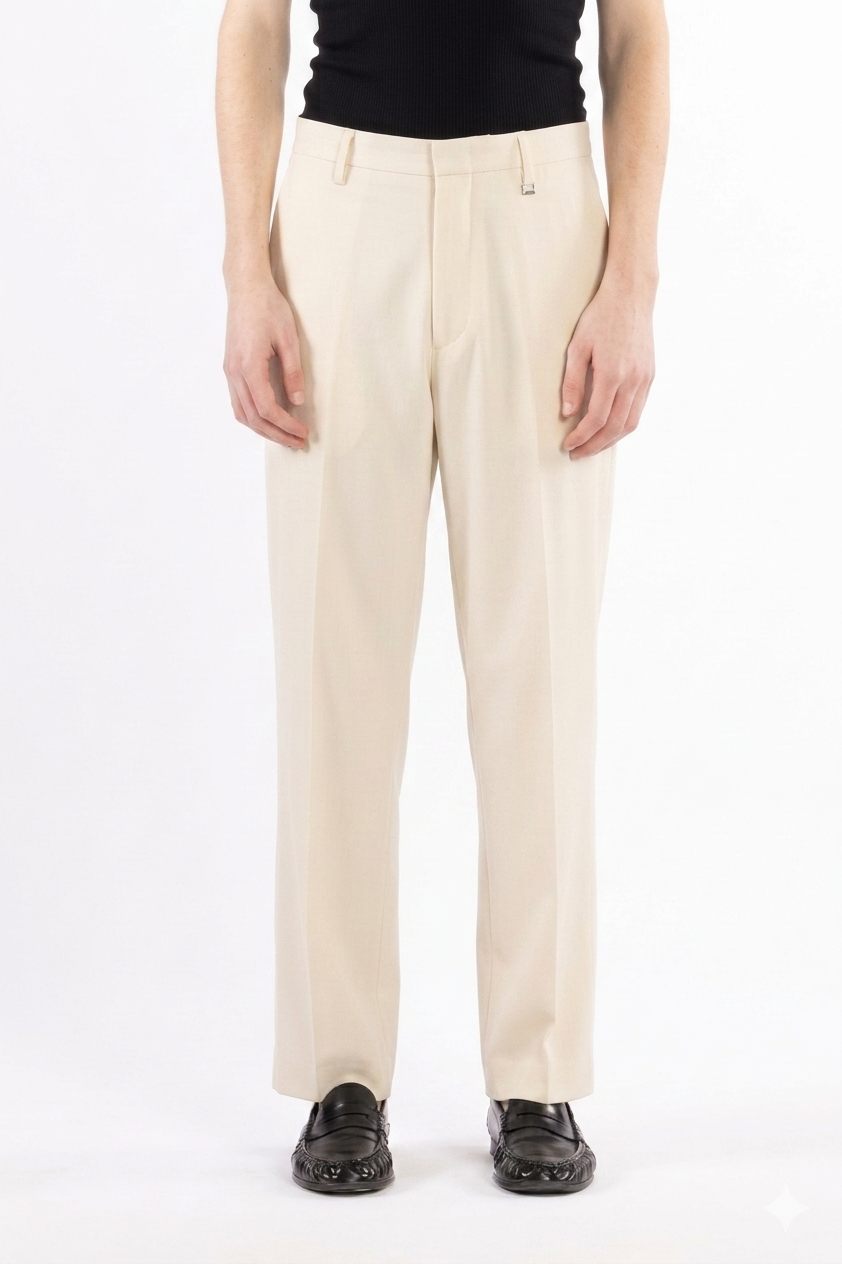 Pantalone gamba dritta crop fit - Panna