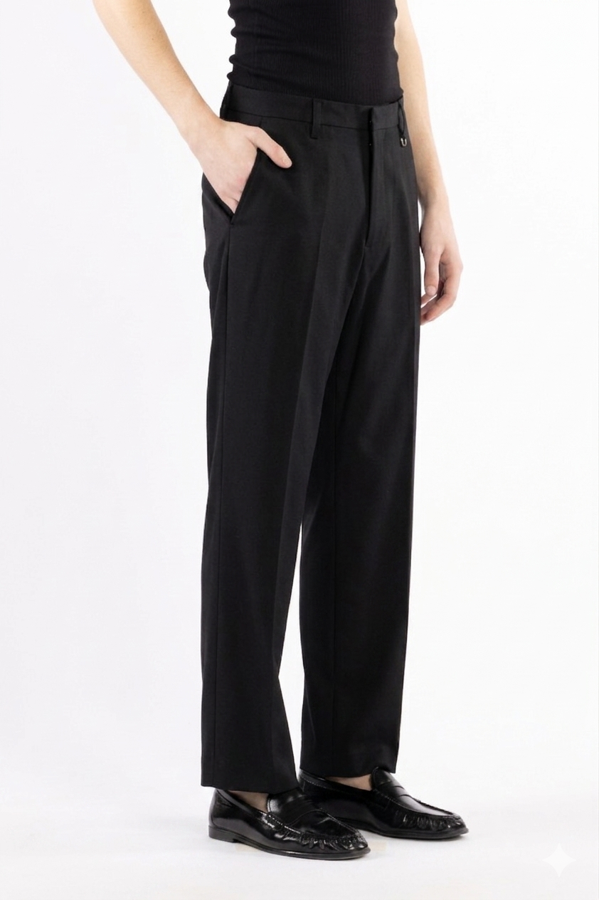 Pantalone gamba dritta crop fit - Nero