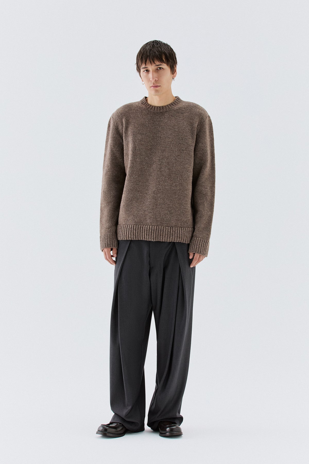 Maglia girocollo misto lana - Taupe