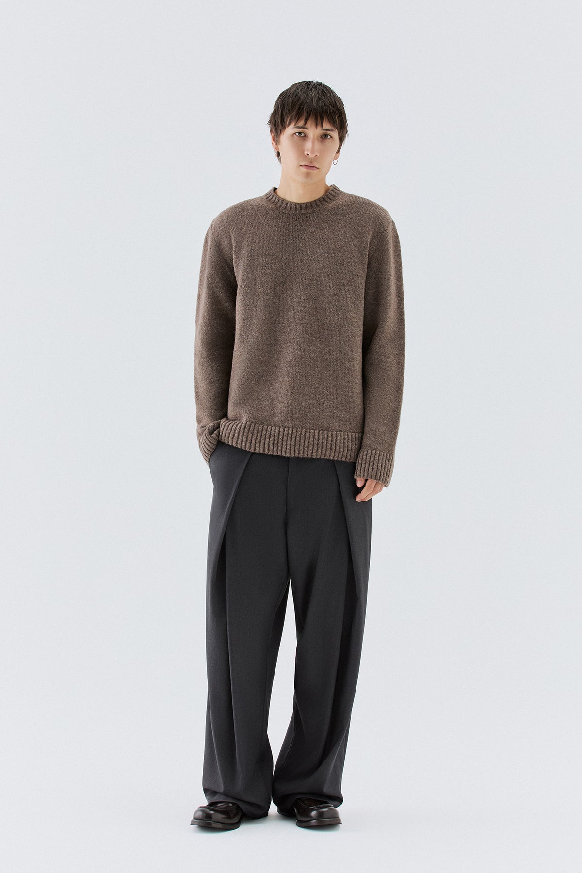 Pantaloni larghi con pinces avanti - Grigio