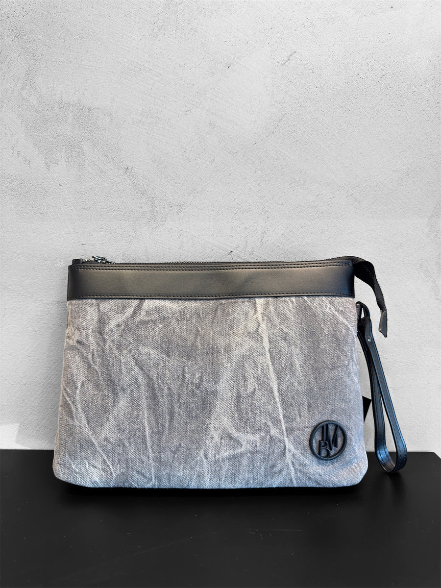Pochette in denim grigio