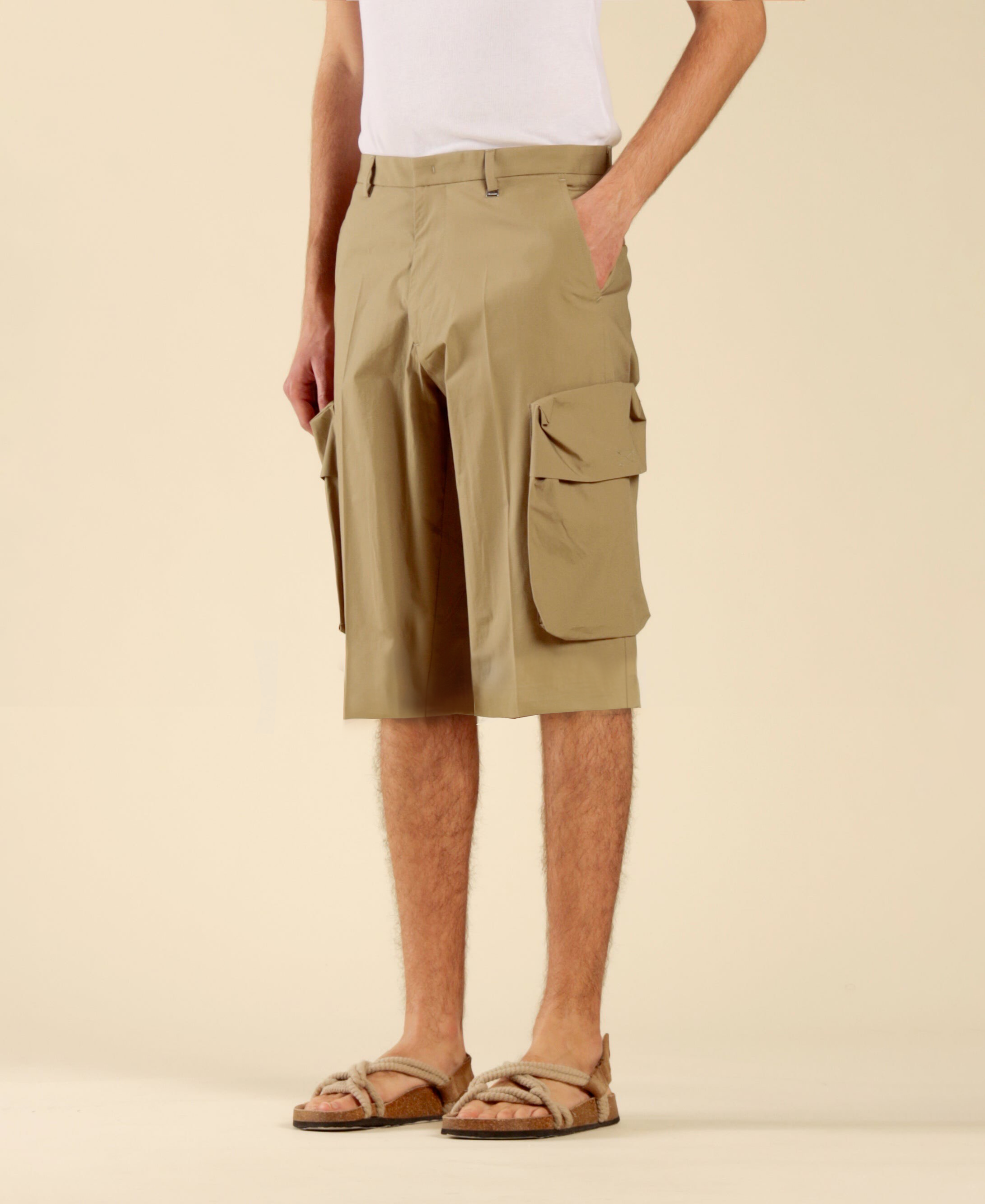 Cotton Cargo Bermuda Shorts - Green