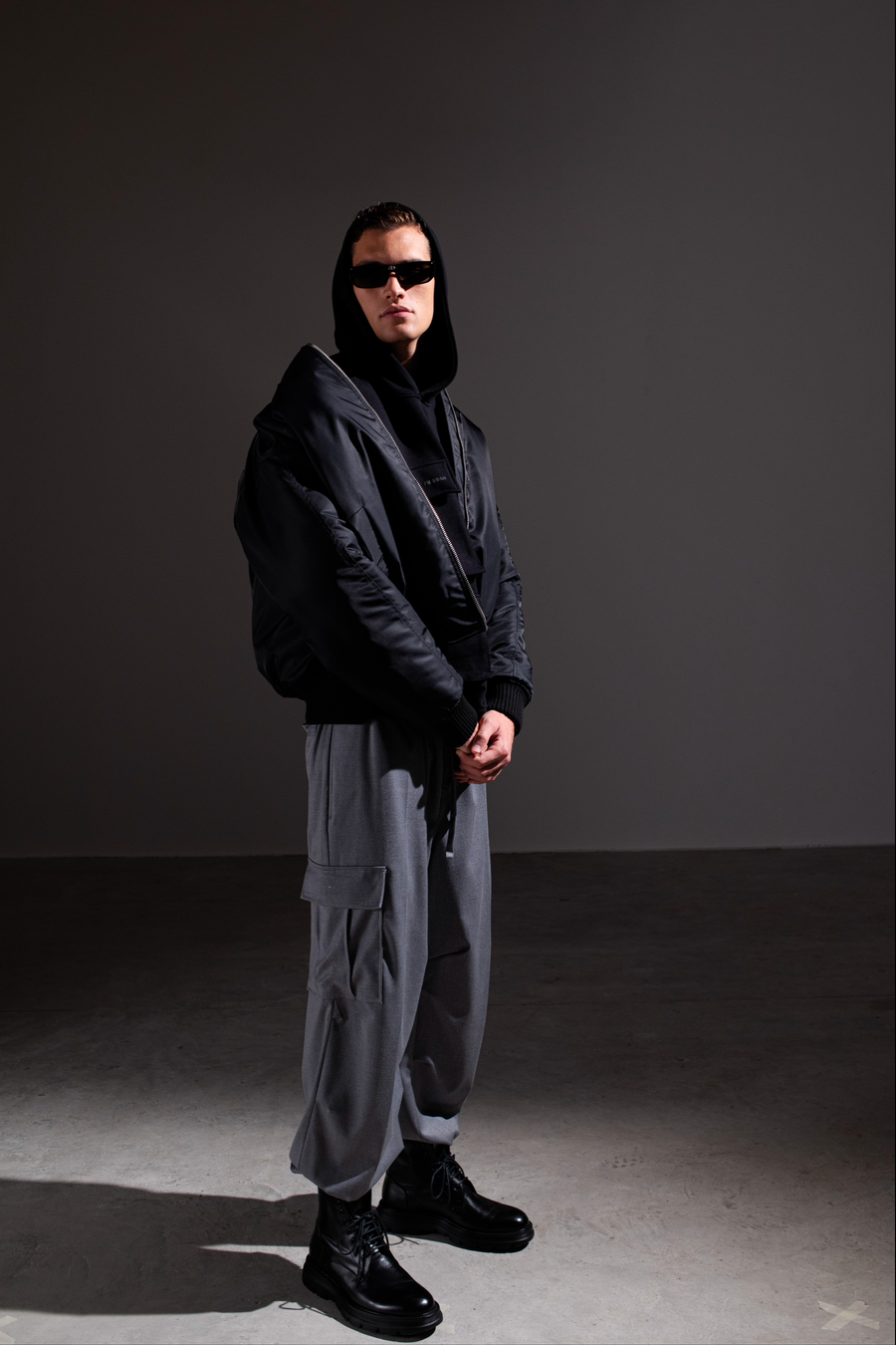 Bomber oversize in re-nylon - Nero