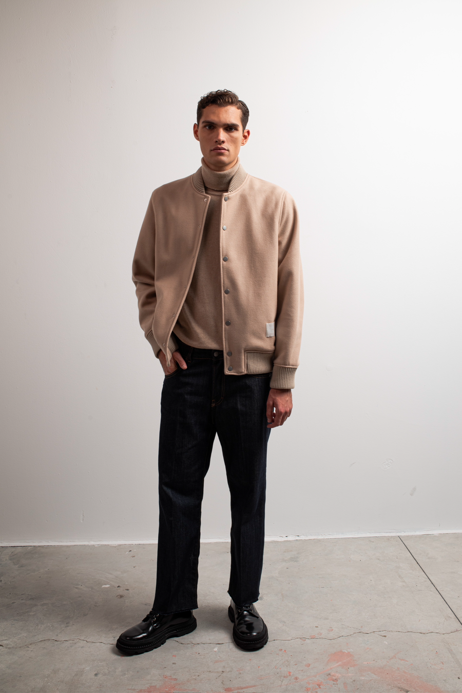 Bomber in misto lana - Beige