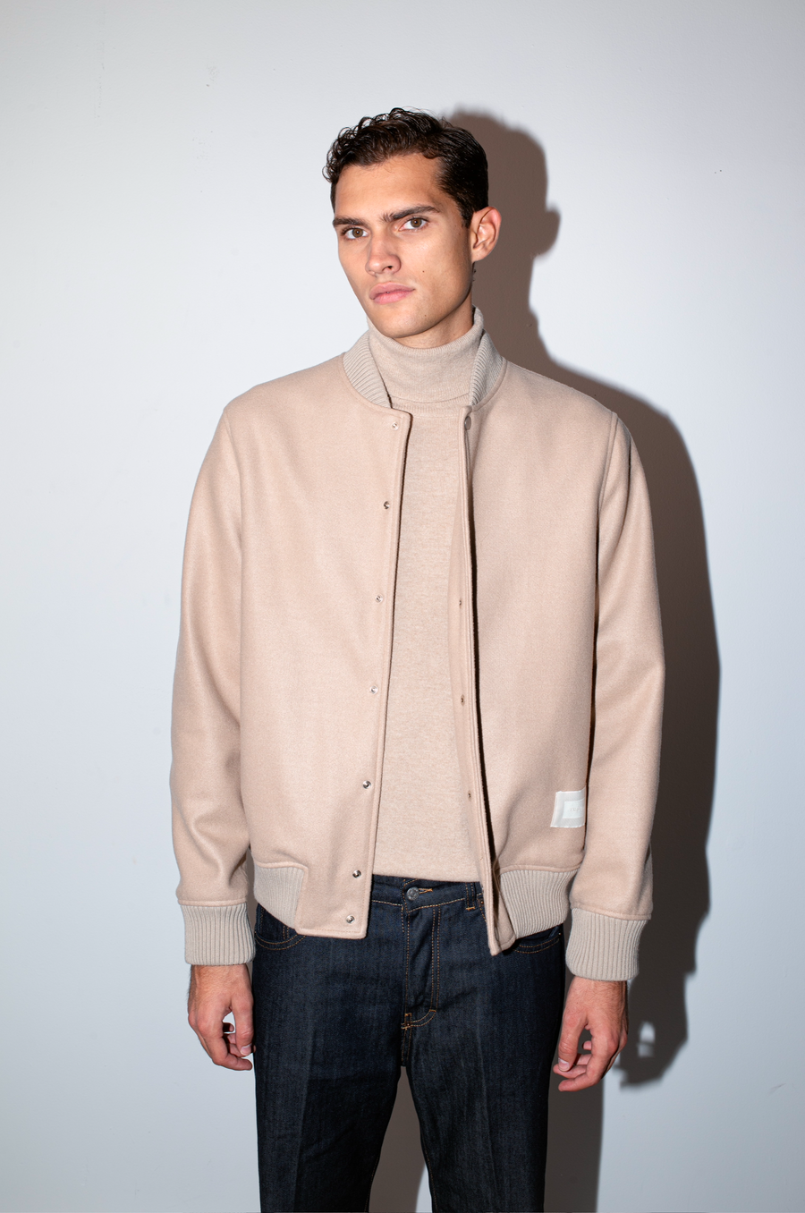 Bomber in misto lana - Beige