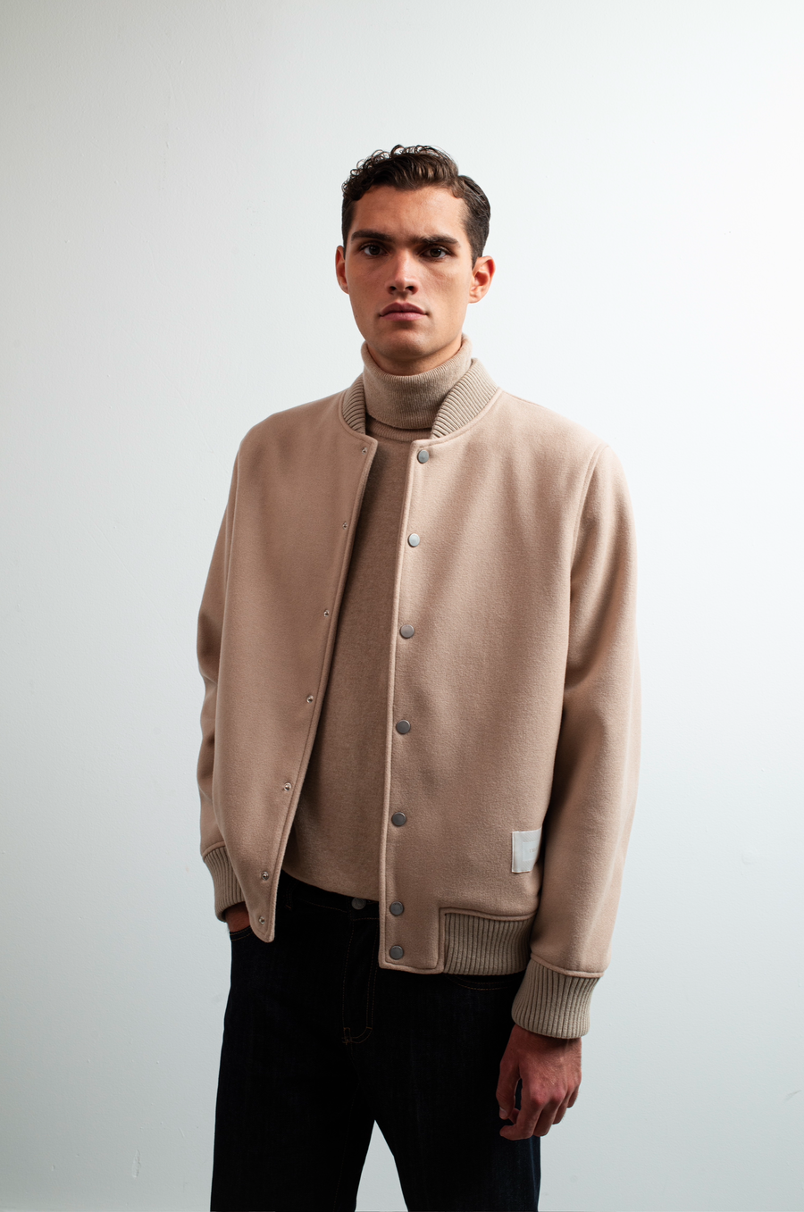 Bomber in misto lana - Beige