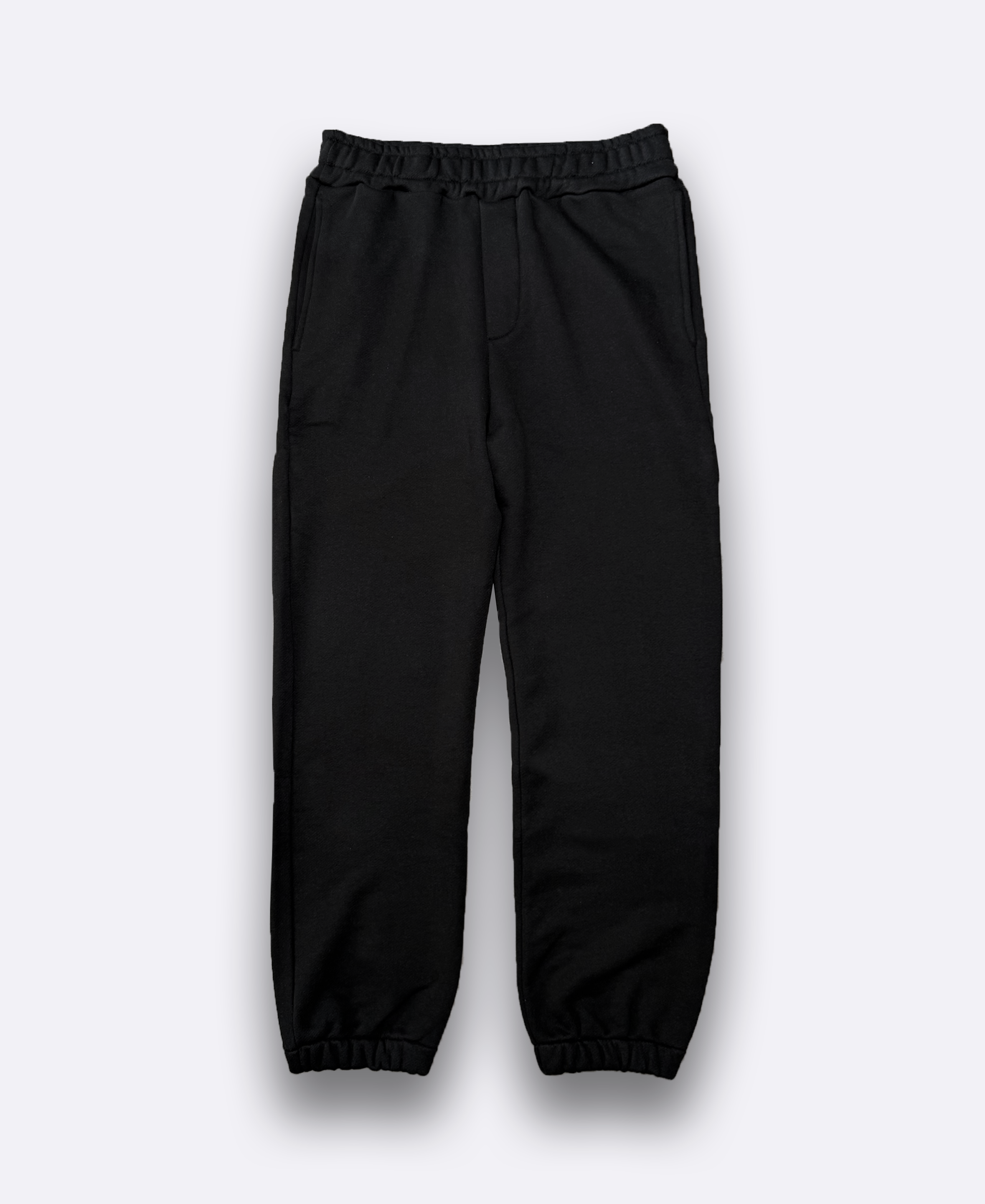 Pantaloni in felpa di cotone elastico al fondo - Nero