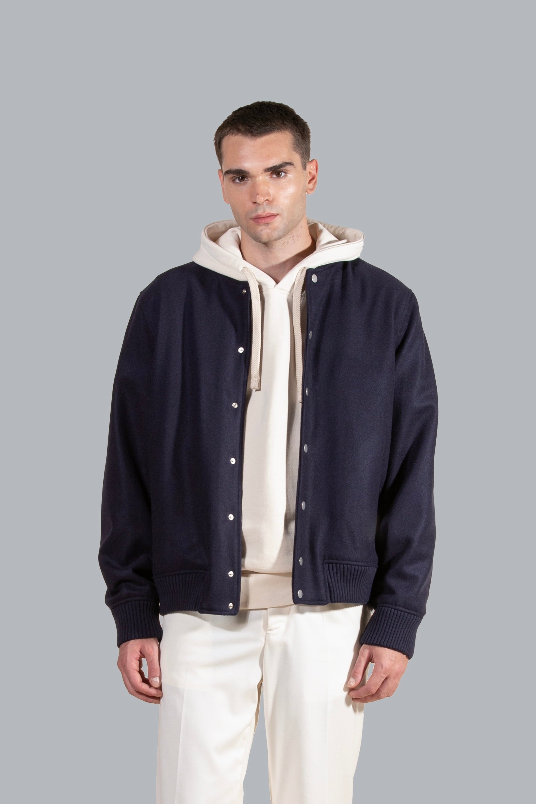 Bomber in misto lana - Blu